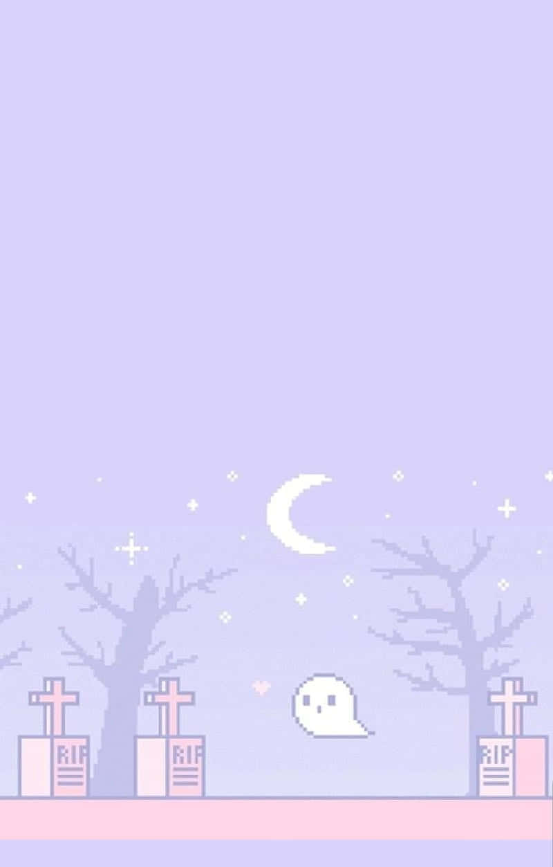 Pastel Witch, pink graves, crescent moon, SD Phone Wallpaper