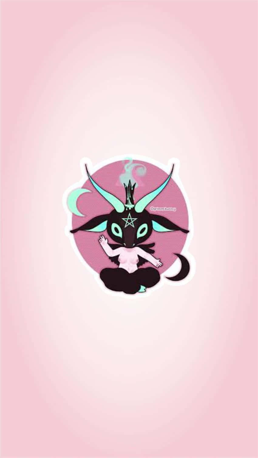 Pastel Witch, teal horns, pentagram, HD Phone Wallpaper