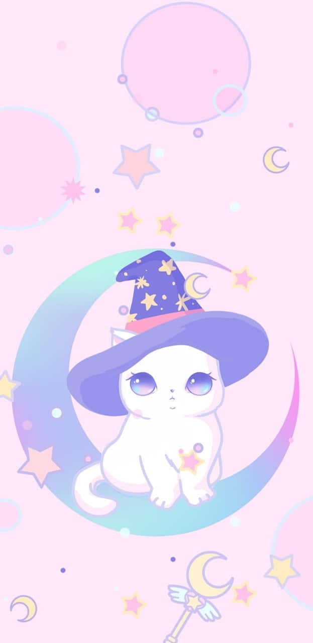 pastel witch, crescent moon, stars, HD Phone Wallpaper