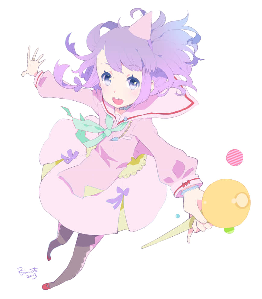 pastel witch, purple hair, pink dress, SD Phone Wallpaper