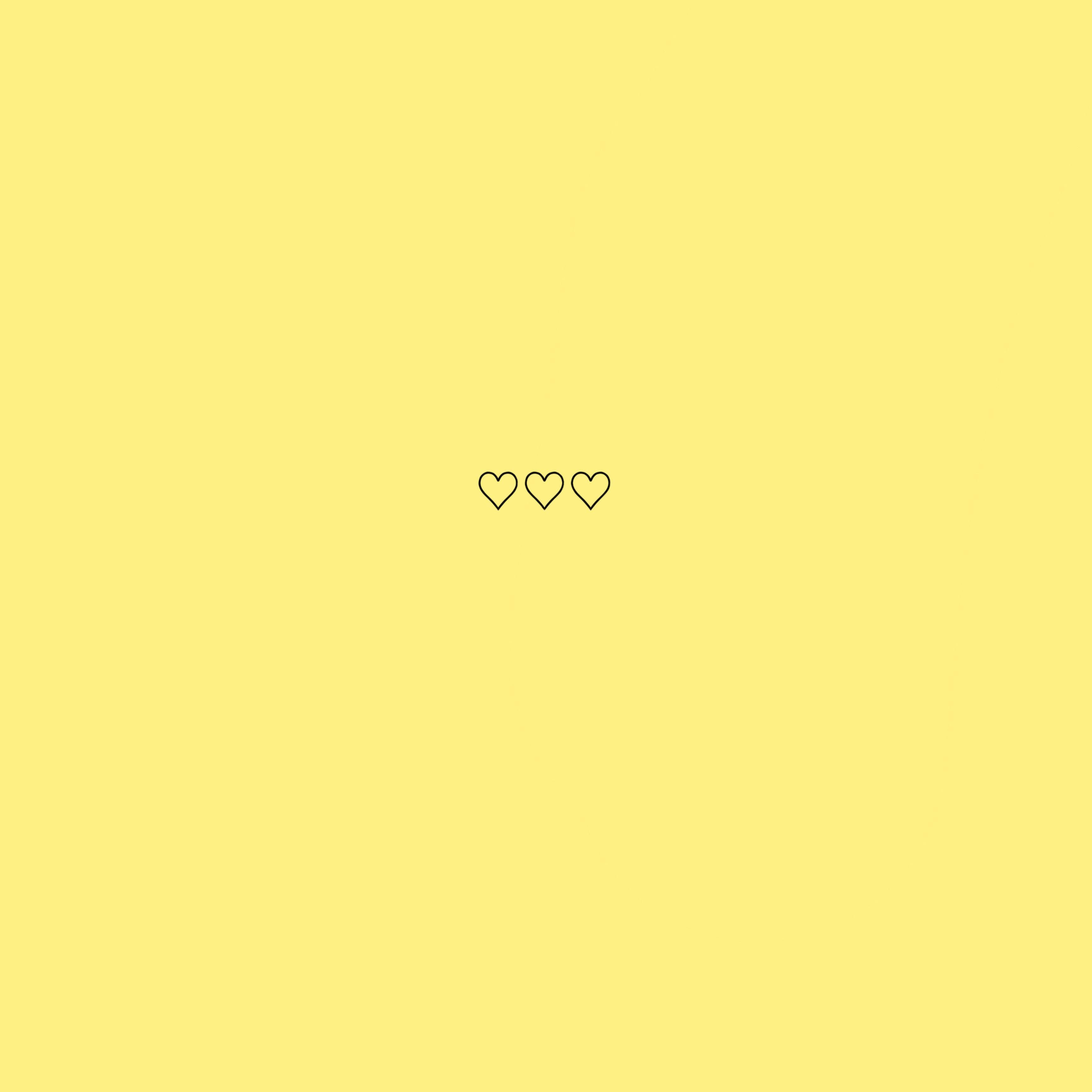 pastel yellow aesthetic, hearts, minimalist black heart outlines, 2K Desktop Wallpaper