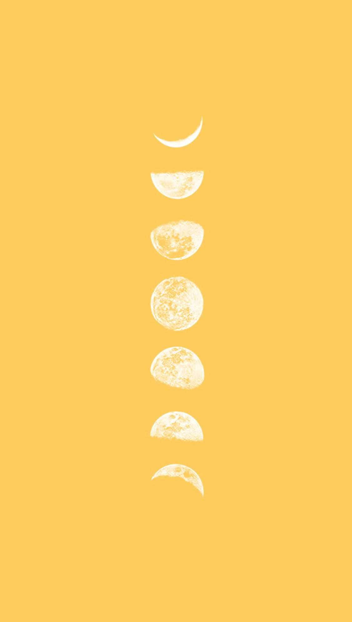 Moon Phase, Pastel Yellow Aesthetic, mustard yellow, Full HD Phone Wallpaper