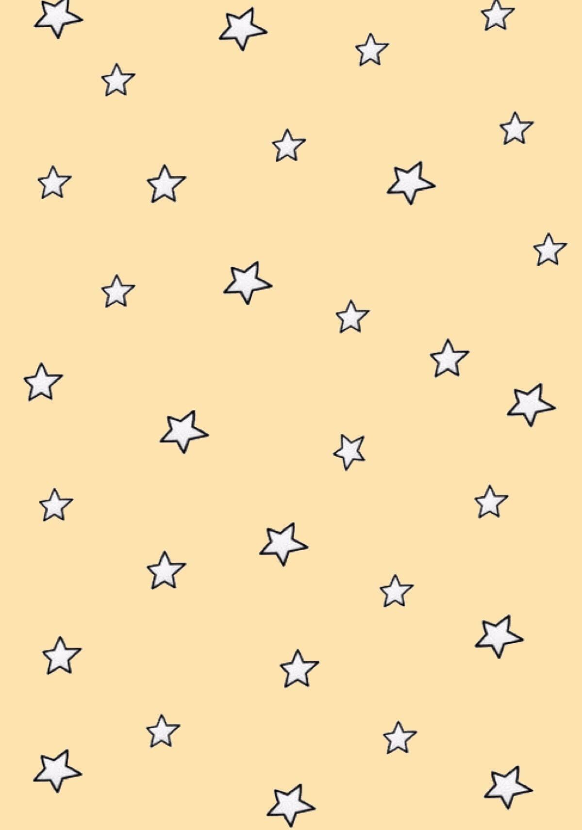 starry cute pastel yellow aesthetic, white outlined stars, soft beige background, HD Phone Wallpaper