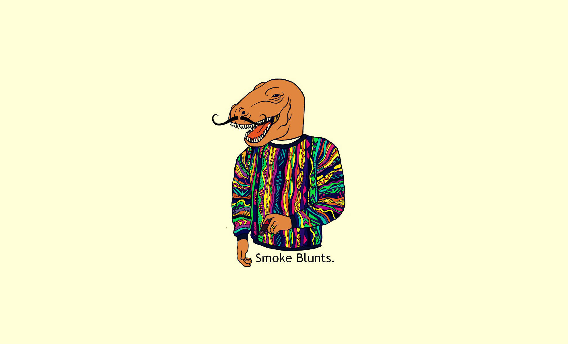 dinosaur, mustache, colorful patterned sweater, Full HD Desktop Wallpaper