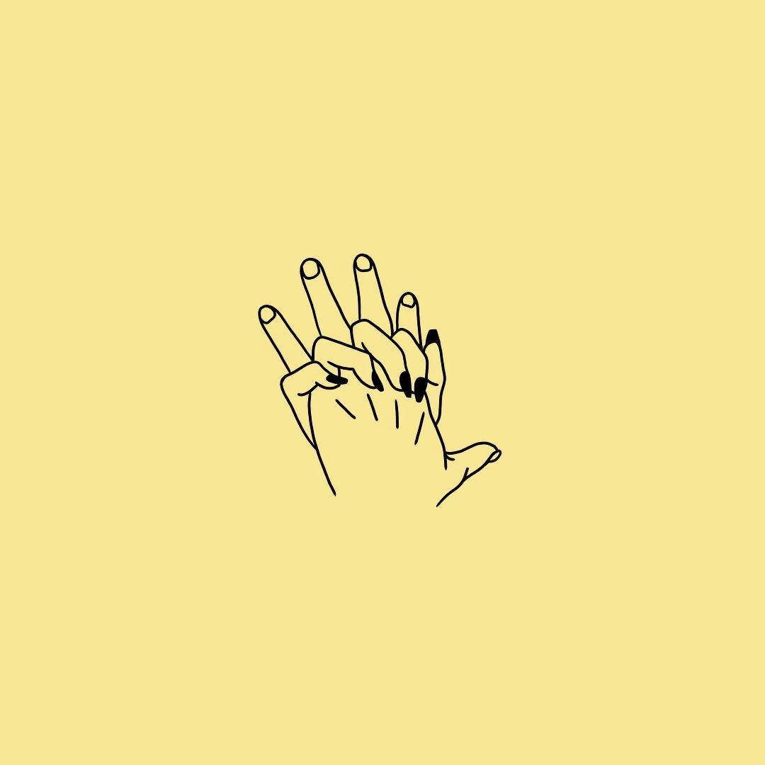 Pastel Yellow Aesthetic, black nail polish, peace sign, SD Desktop Wallpaper