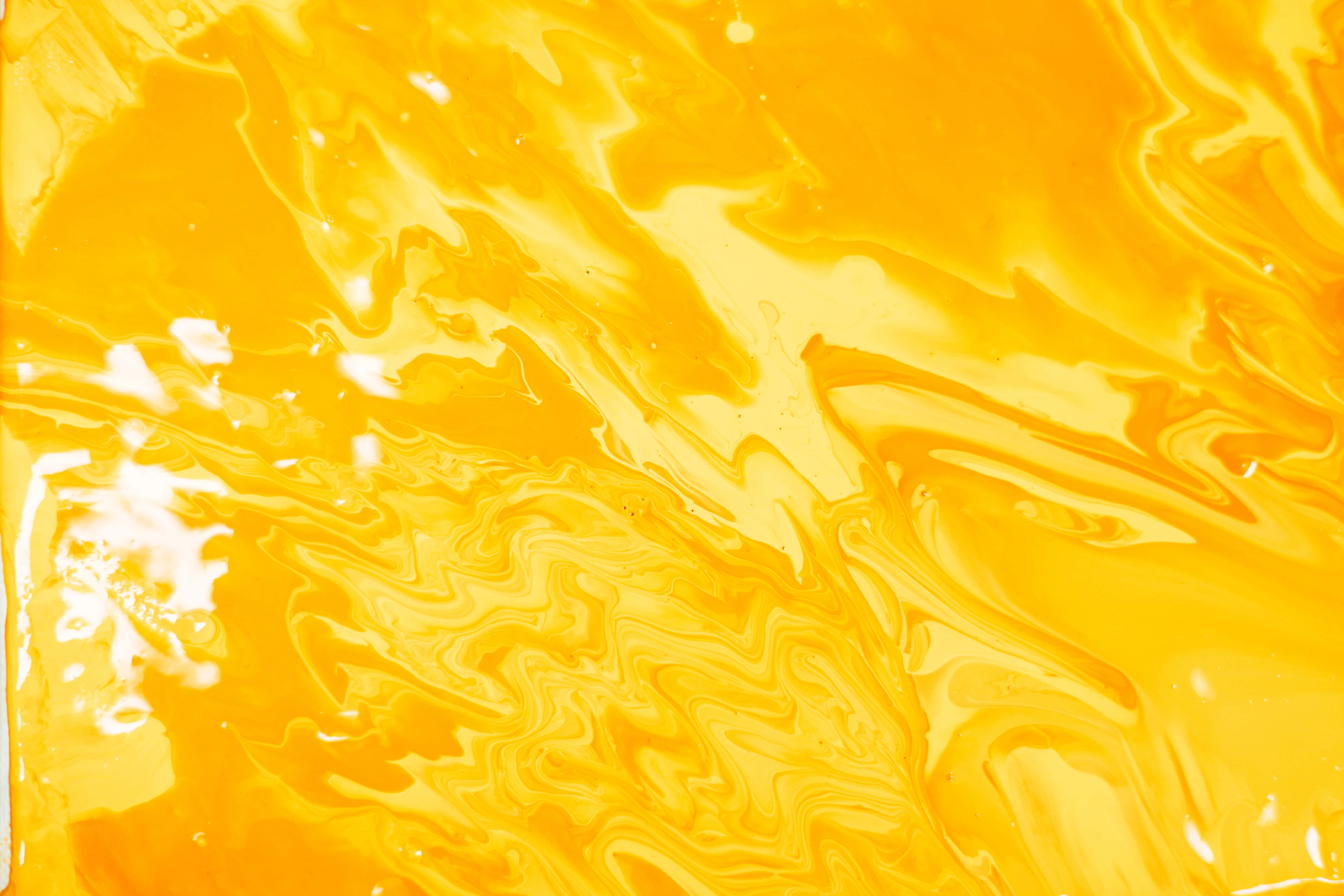 Pastel Yellow Laptop, Wooden Table, Golden Yellow, 5K Desktop Wallpaper