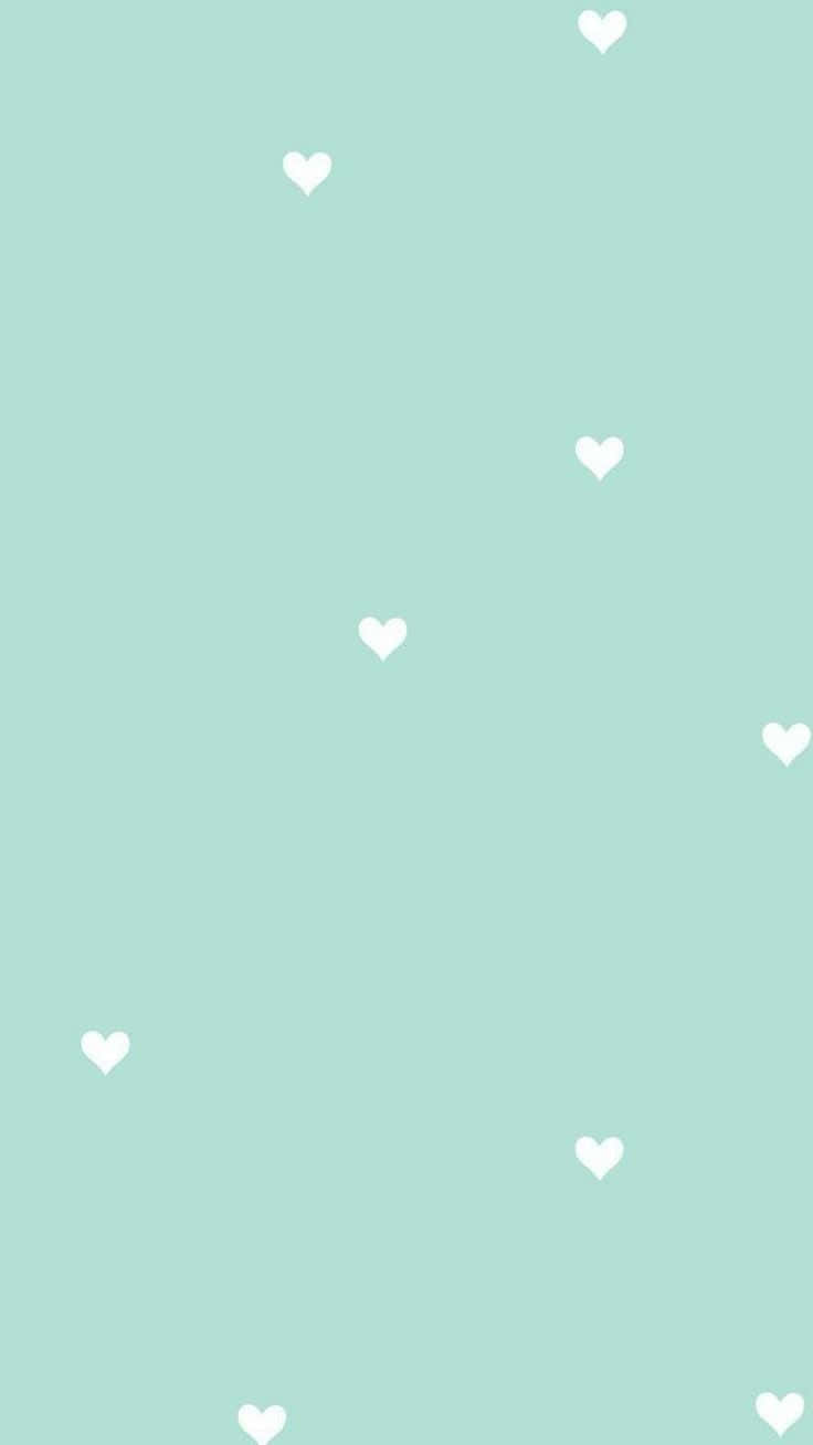 pastel green, white heart pattern, soft mint green background, HD Phone Wallpaper