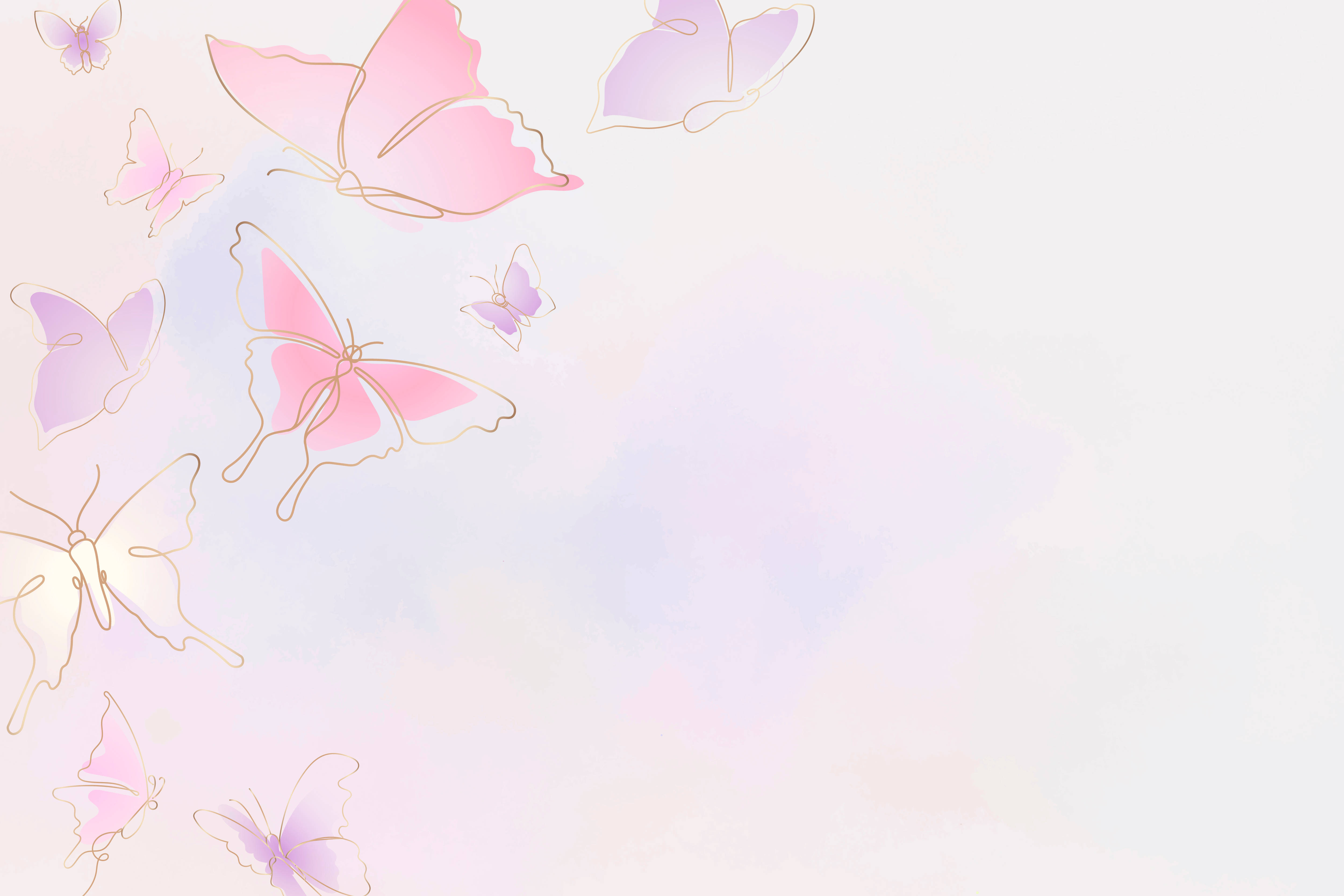 butterfly, pink, lavender, 4K Desktop Wallpaper