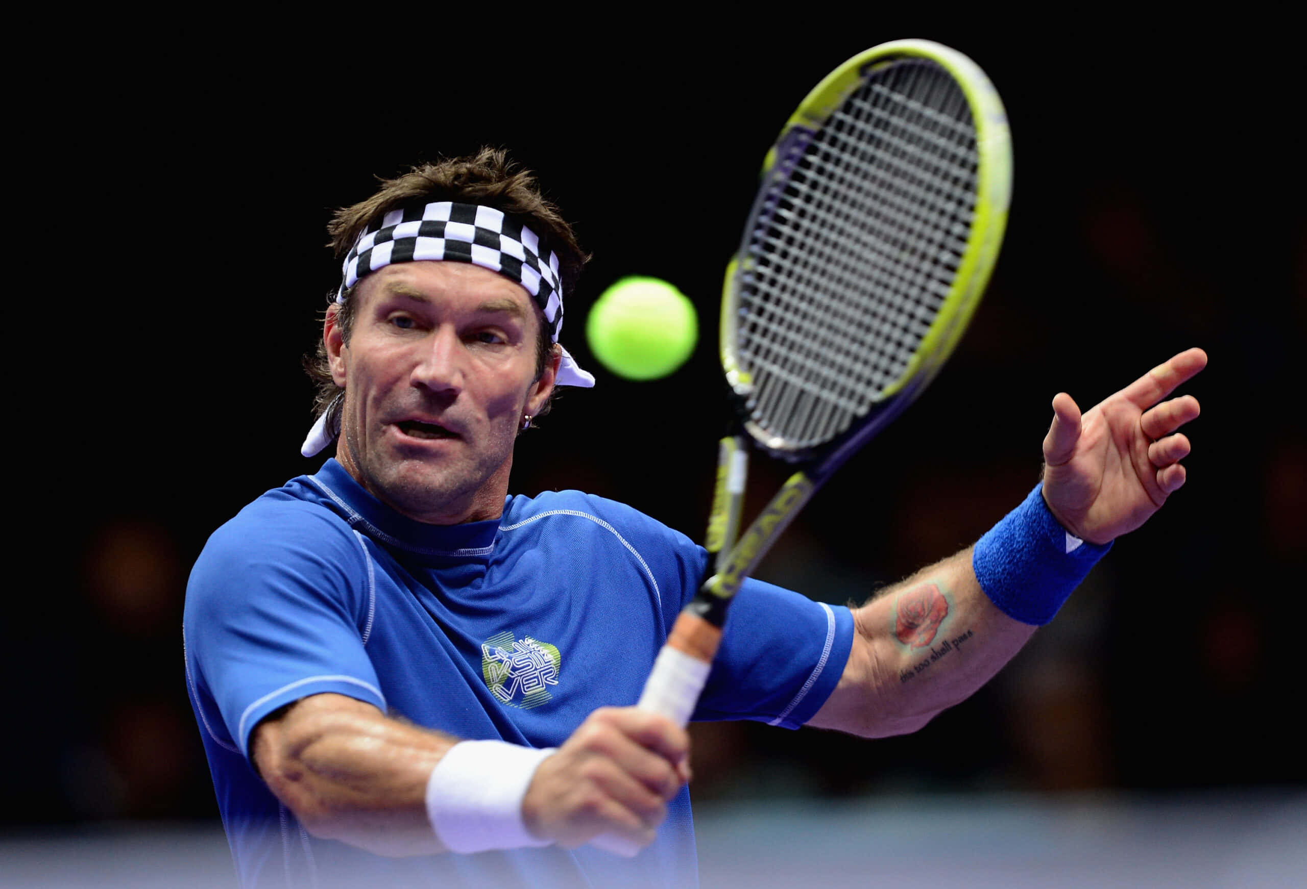 Pat Cash, blue shirt, checkered headband, 2K Desktop Wallpaper