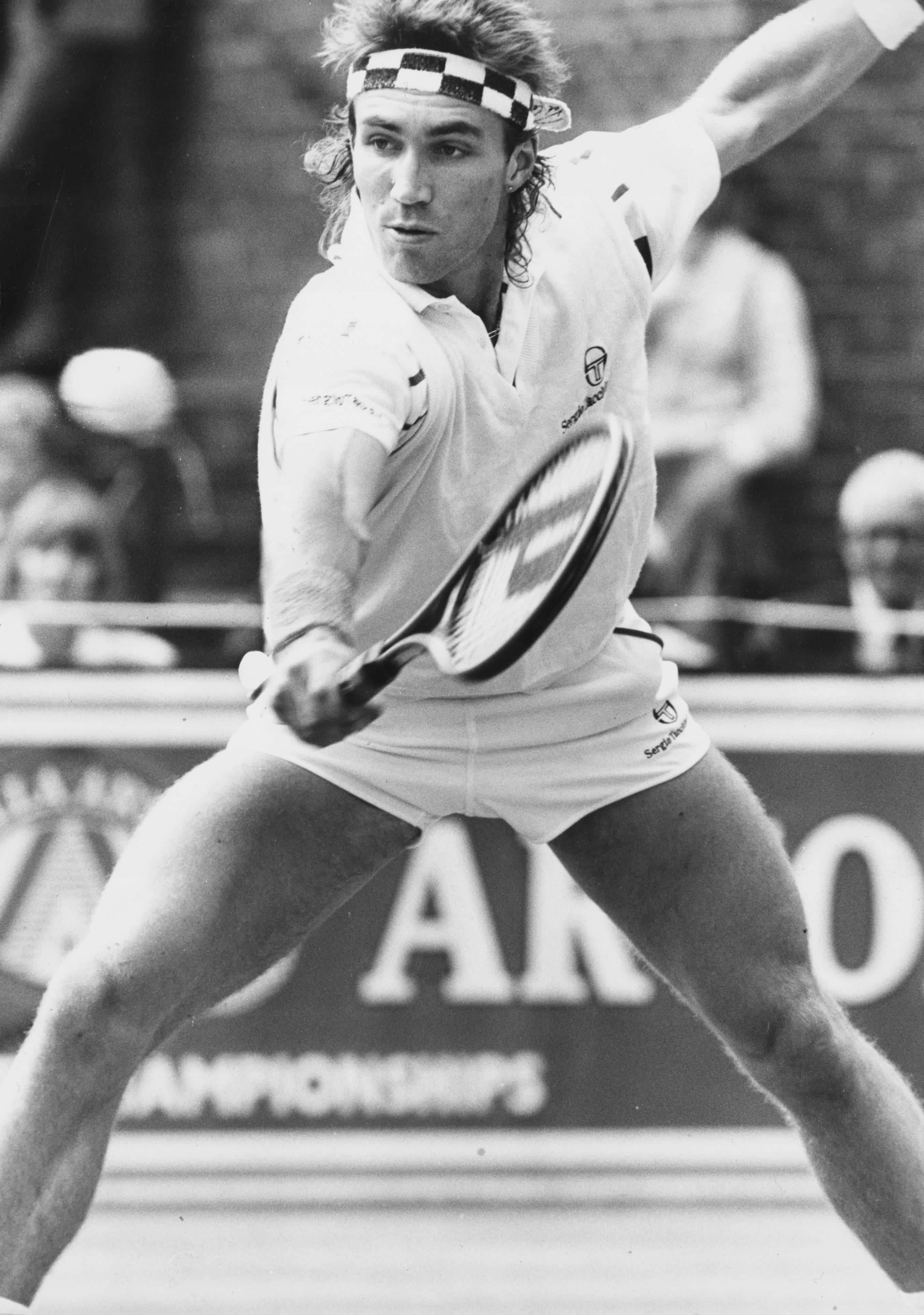 Pat Cash, black and white photo, male tennis player, 4K Phone Wallpaper