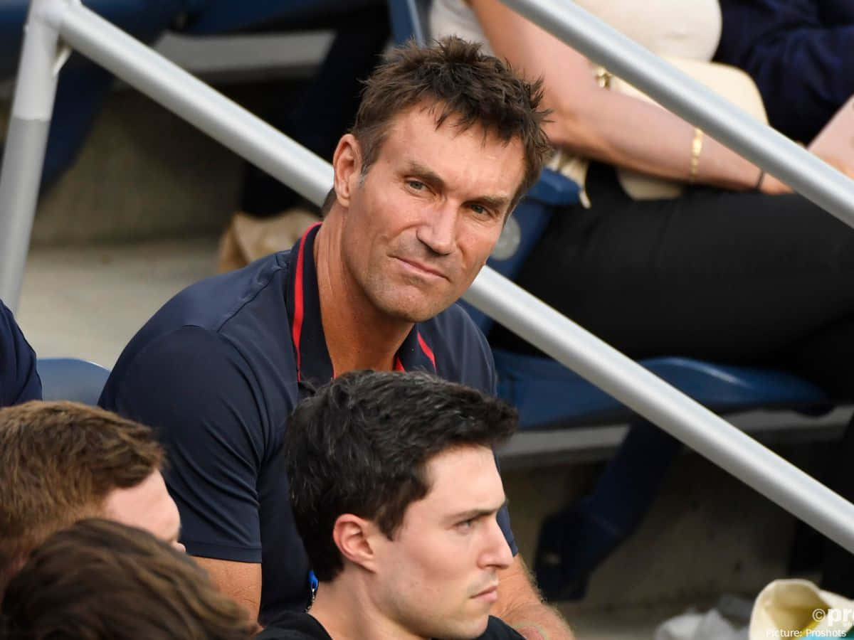Pat Cash, stadium bleachers, tousled hair, SD Desktop Wallpaper