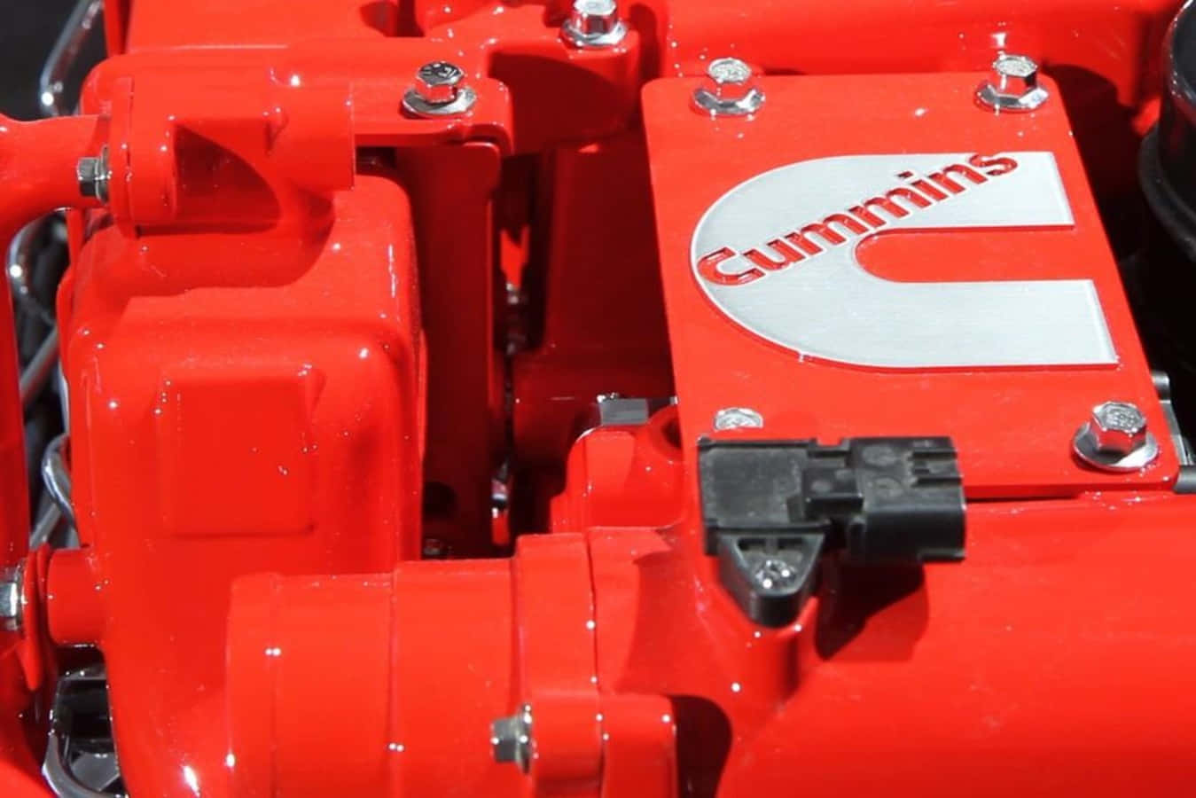 Cummins, vibrant red, chrome bolts, HD Desktop Wallpaper