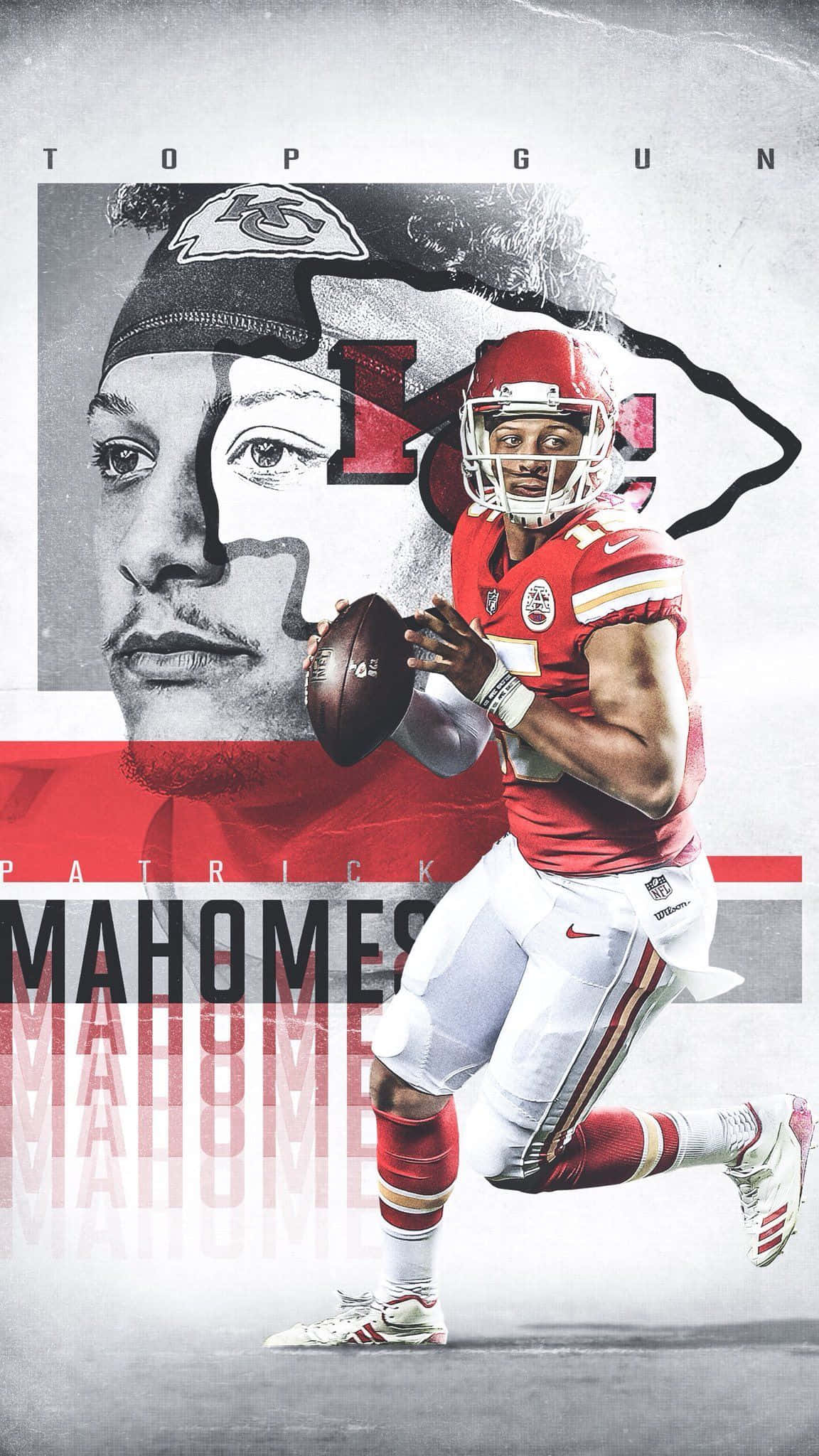 Pat Mahomes, red and white uniform, football player, Full HD Phone Wallpaper