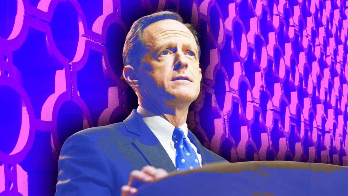 Pat Toomey, suit, vibrant purple patterned background, SD Desktop Wallpaper