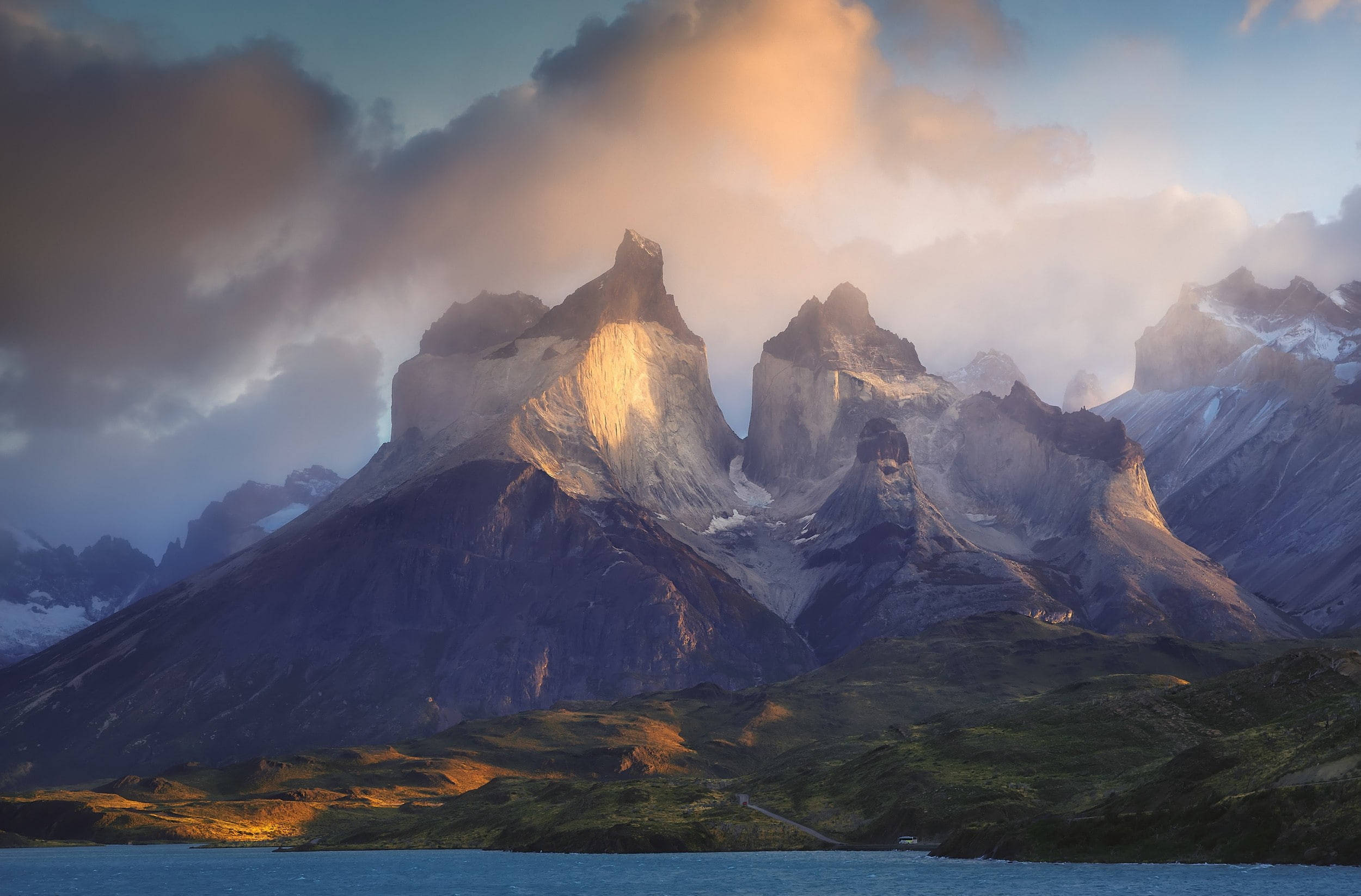 Patagonia, sunlight, clouds, Full HD Desktop Wallpaper