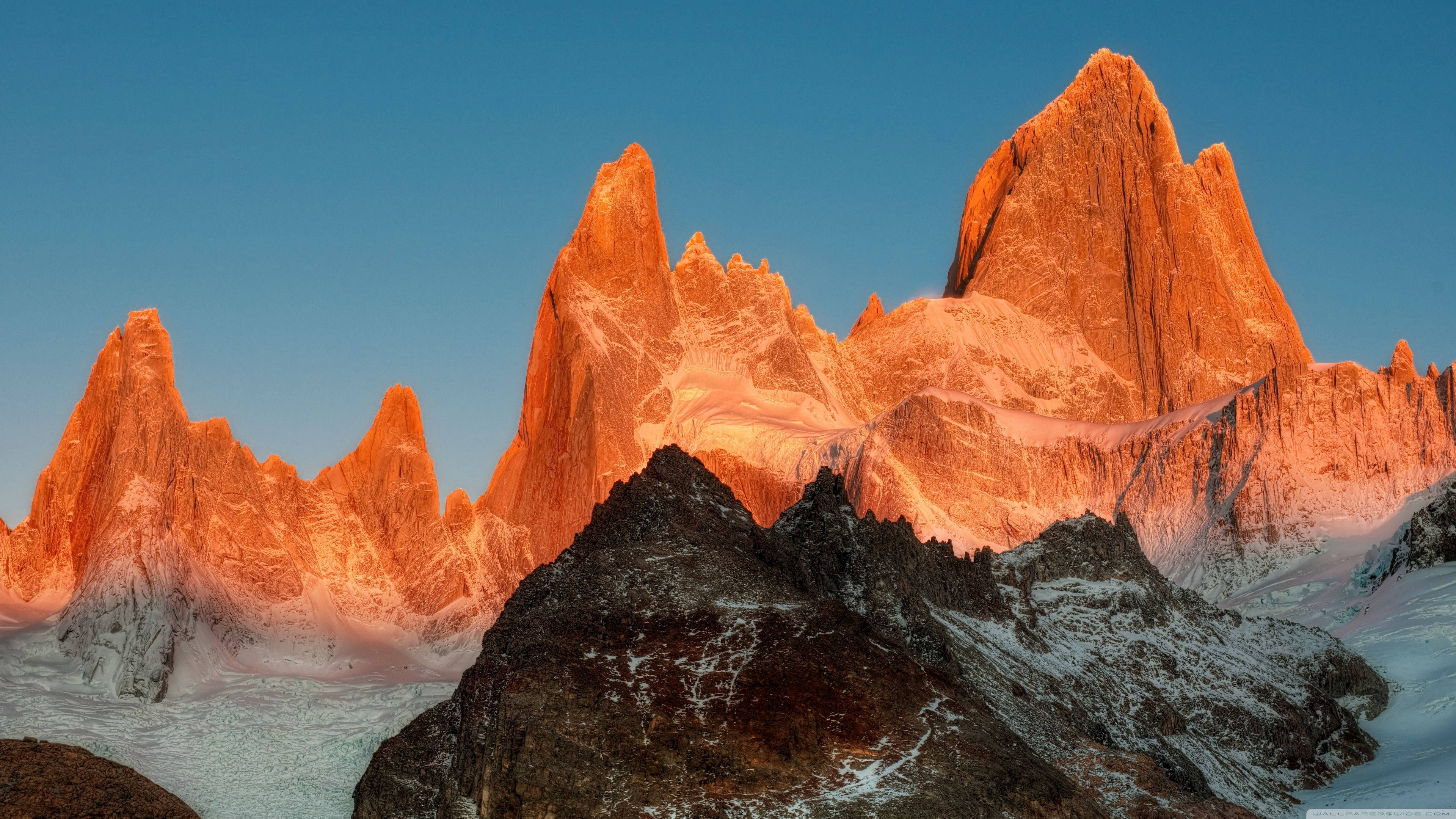 Patagonia, sharp pointed tops, jagged mountain peaks, 4K Desktop Wallpaper