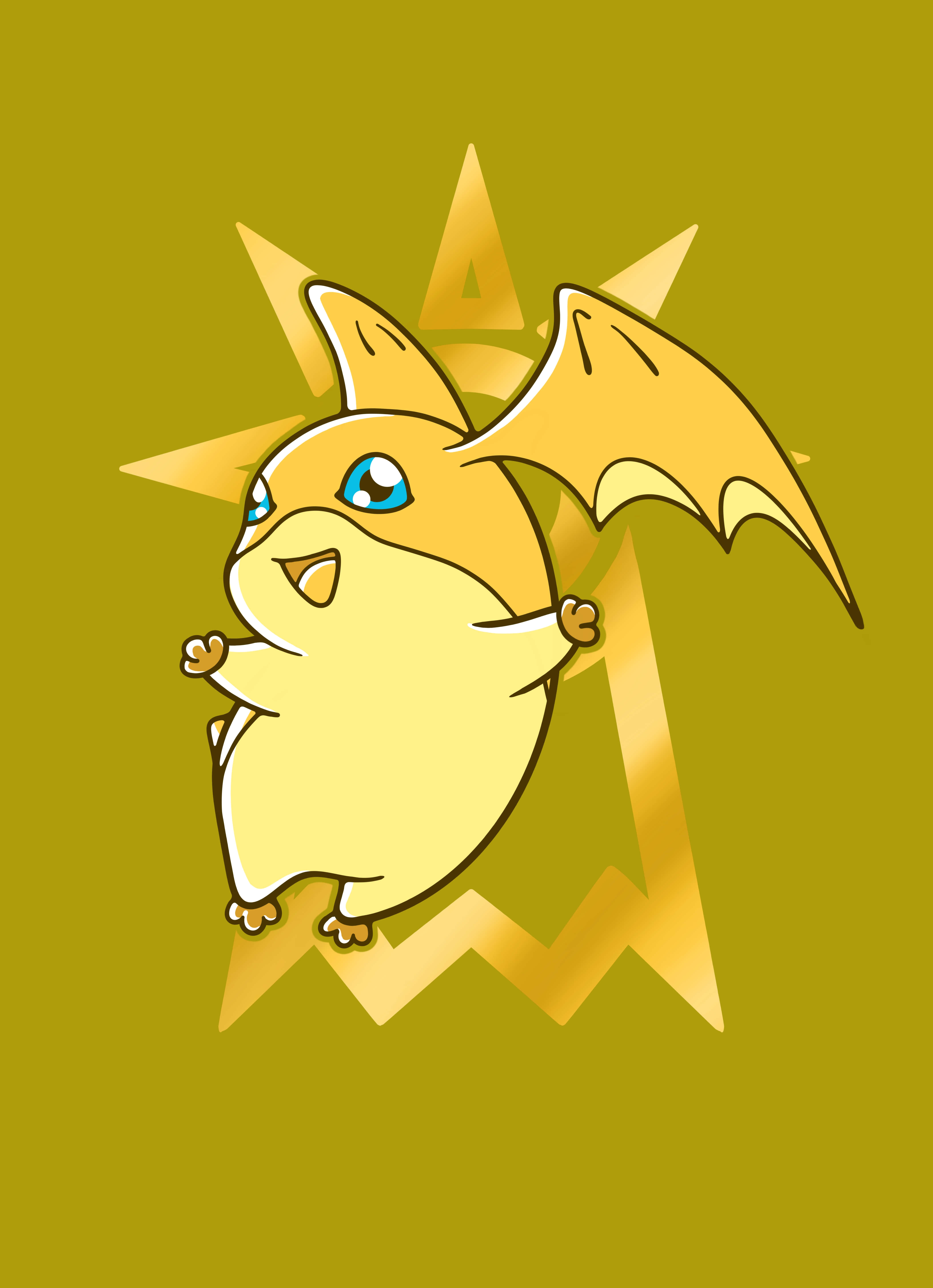 Patamon, yellow cartoon bat, blue eyes, 5K Phone Wallpaper