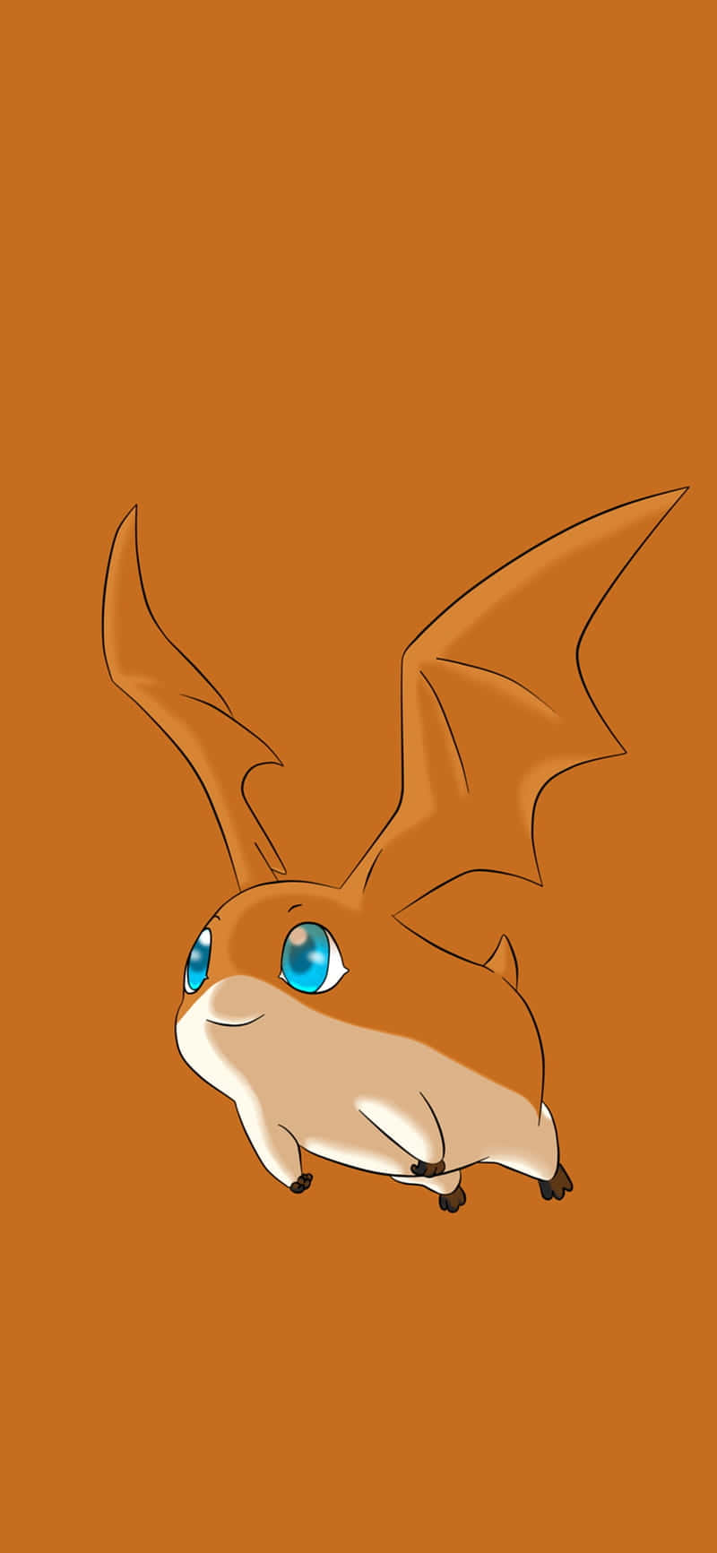 Patamon, orange background, cute cartoon bat, HD Phone Wallpaper