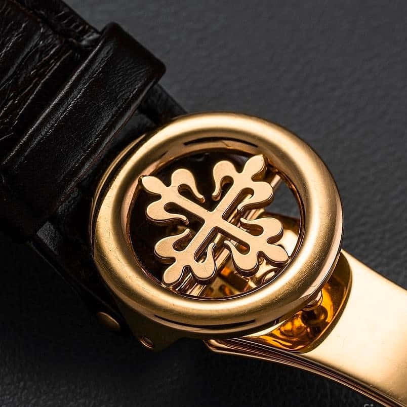 Patek Philippe, gold-toned watch clasp, snowflake logo, SD Desktop Wallpaper