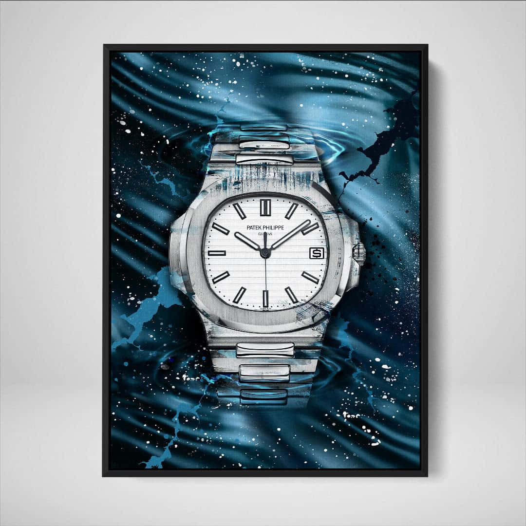 Patek Philippe, white-faced Nautilus, cosmic blue water, SD Desktop Wallpaper
