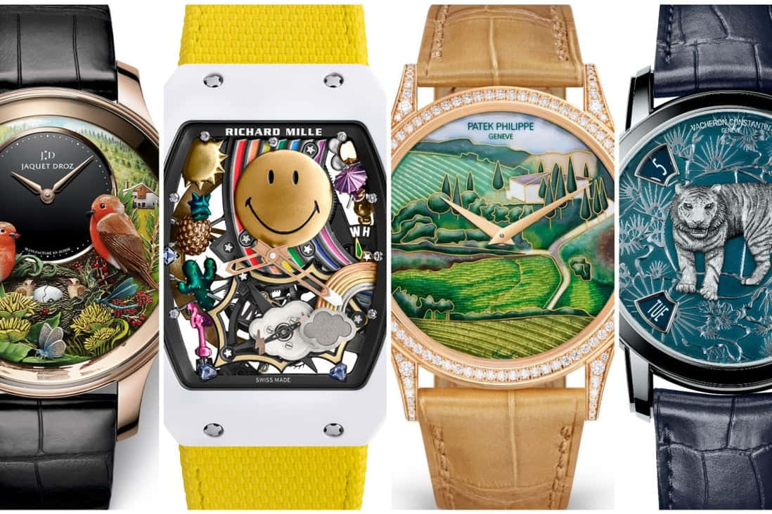 Patek Philippe, painted dials, birds, SD Desktop Wallpaper