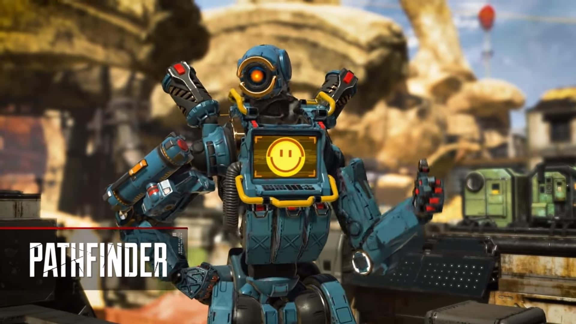Pathfinder, Apex Legends, blue and yellow robot, Full HD Desktop Wallpaper