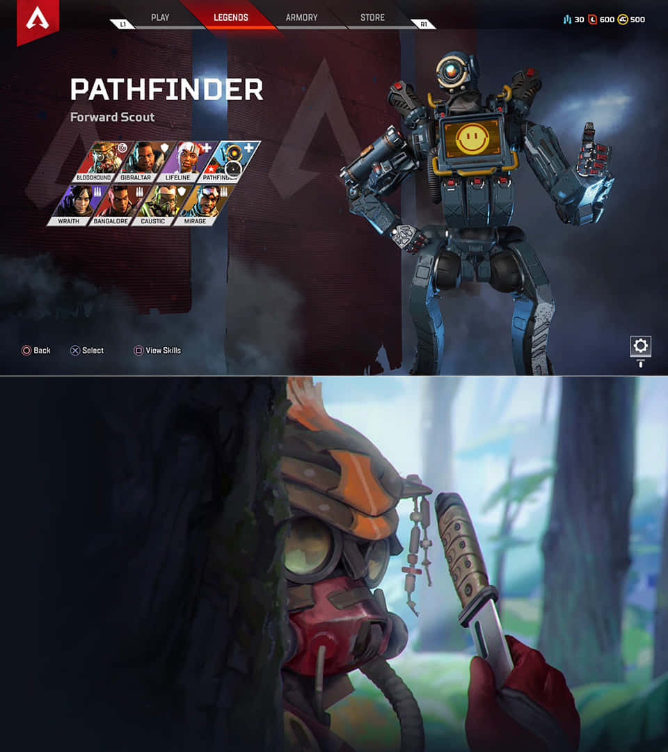 Pathfinder, Apex Legends, character select menu, SD Phone Wallpaper