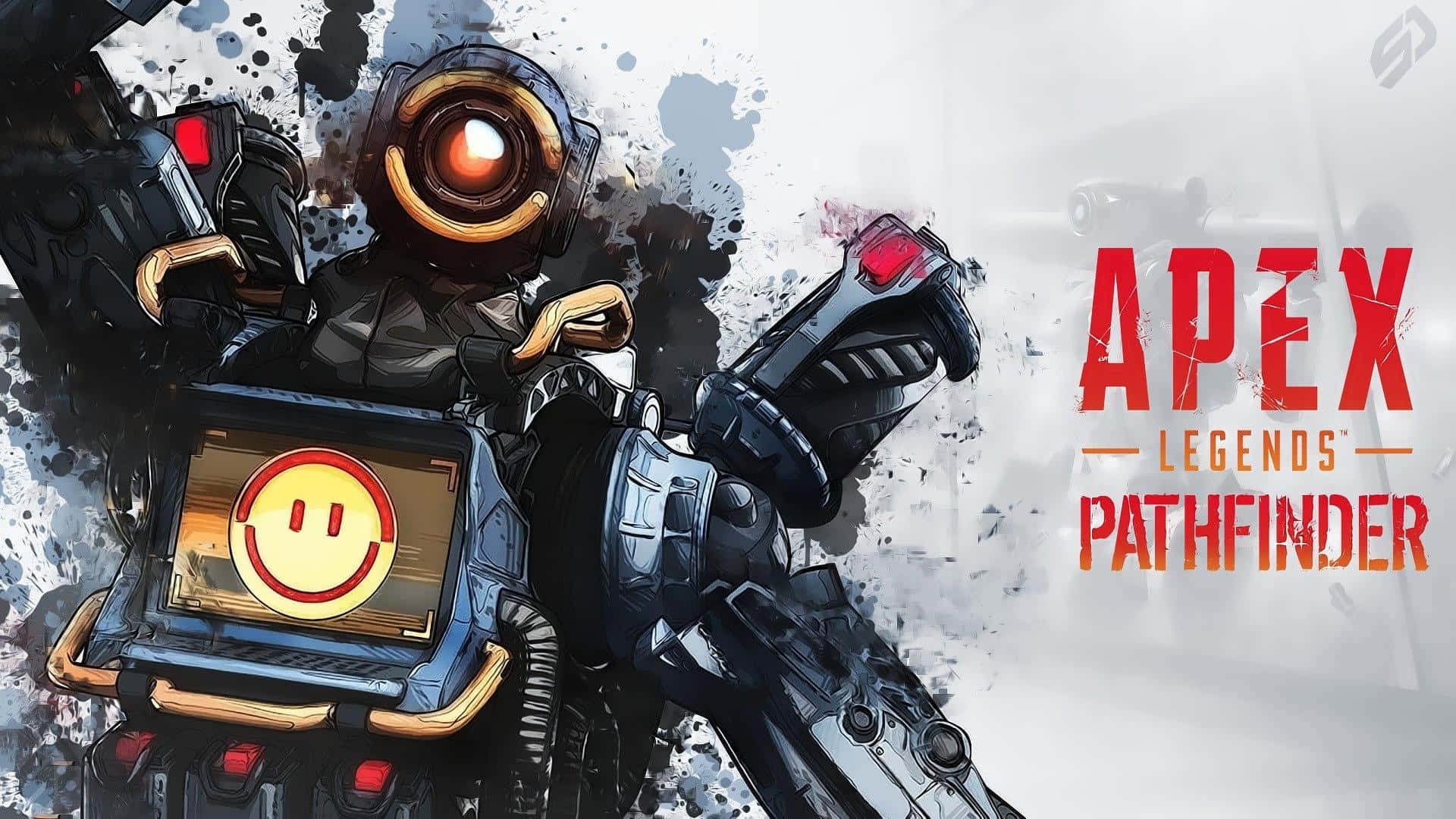 Pathfinder, Apex Legends, glowing orange eyes, Full HD Desktop Wallpaper