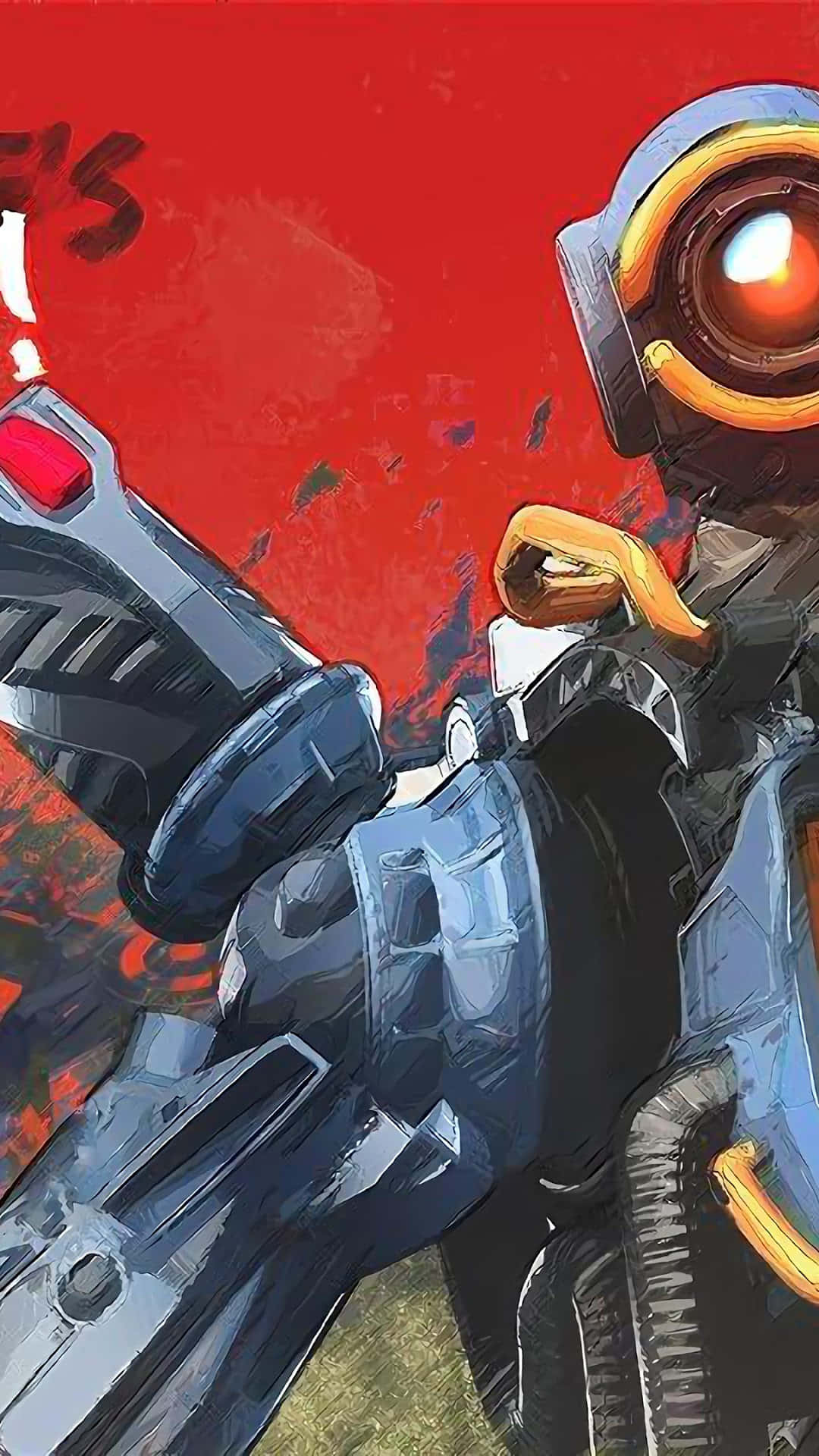 Pathfinder, Apex Legends, glowing orange visor, Full HD Phone Wallpaper