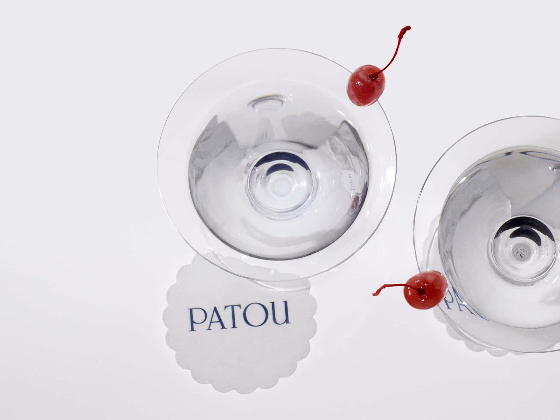 Patou logo, doily, martini glasses, Full HD Desktop Wallpaper
