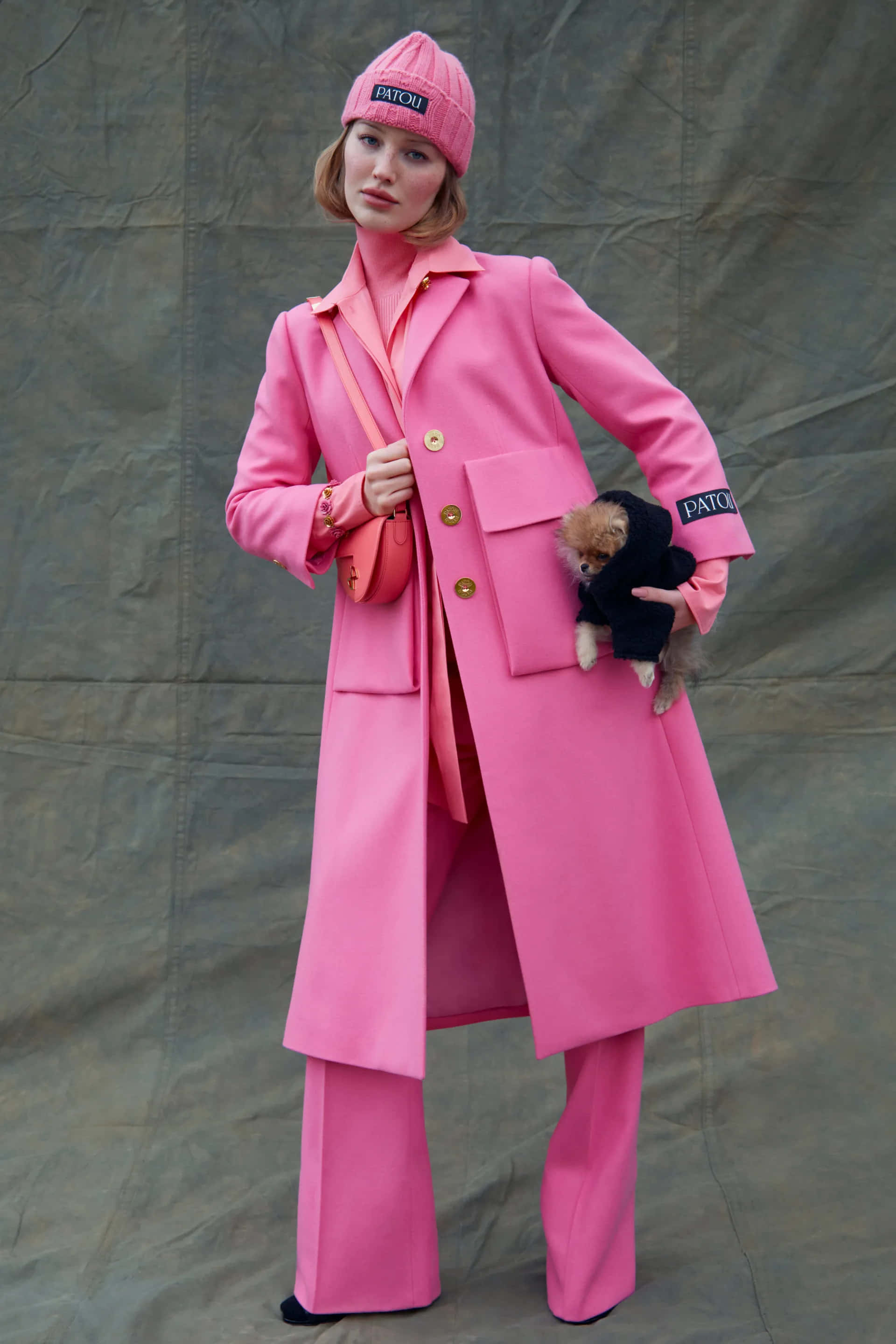 Patou, pink, coat, 2K Phone Wallpaper