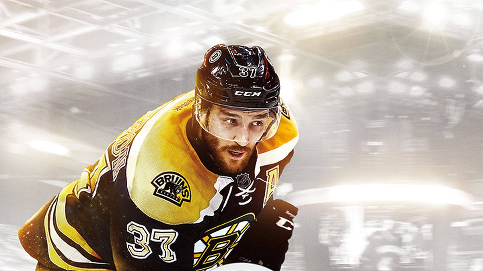 Patrice Bergeron, black and gold Bruins jersey, number 37, HD Desktop Wallpaper