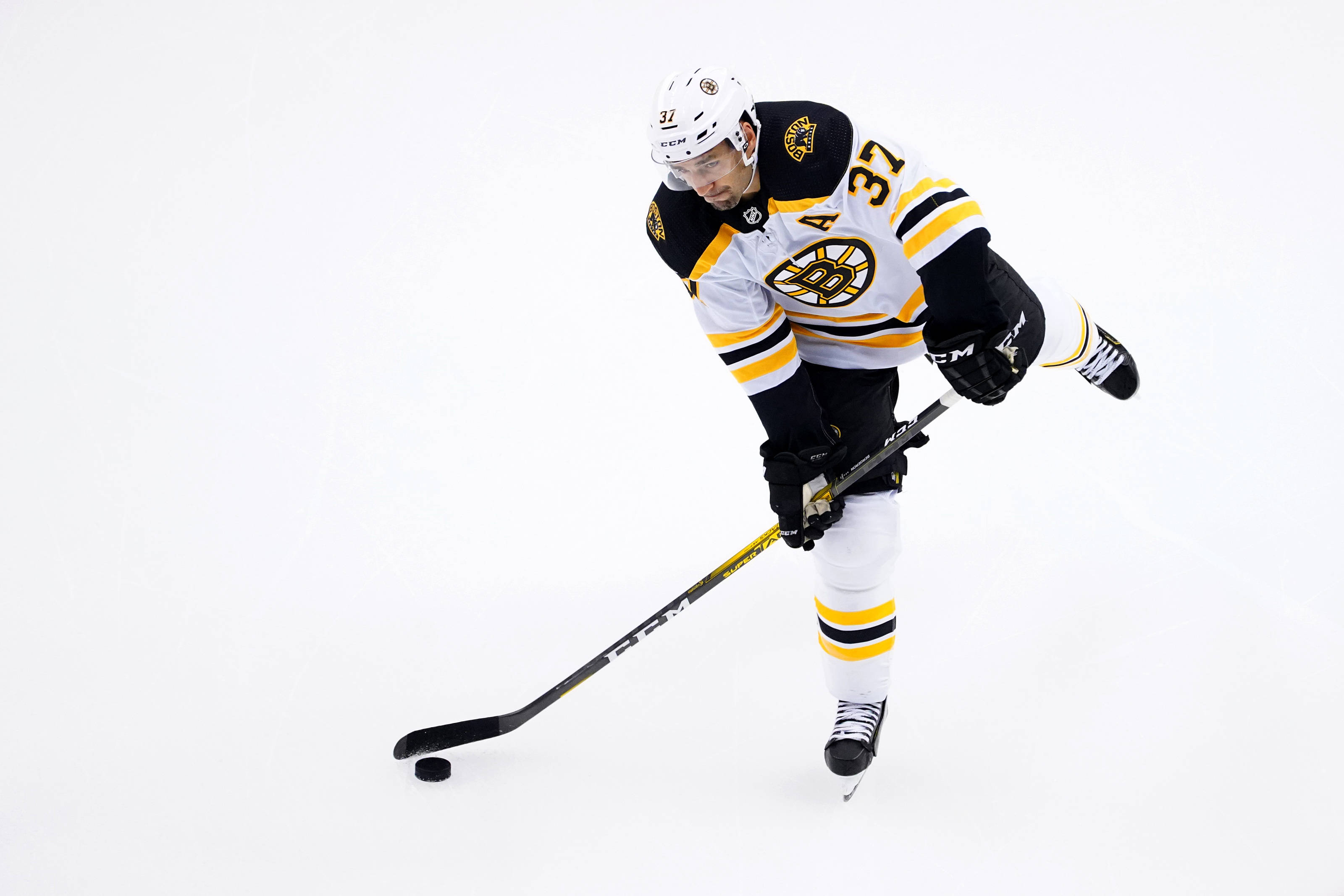 Patrice Bergeron, white uniform, black and gold uniform, 2K Desktop Wallpaper