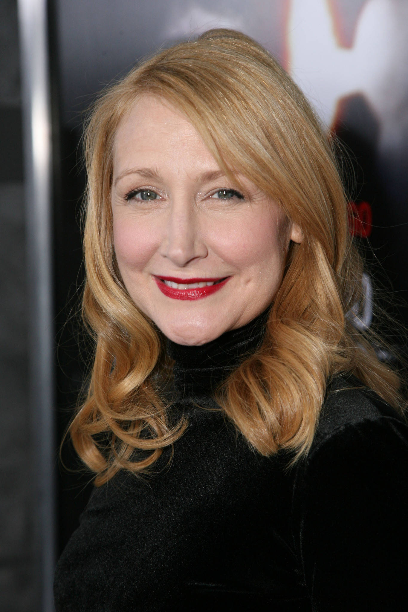 Patricia Clarkson, black turtleneck, blonde wavy hair, Full HD Phone Wallpaper