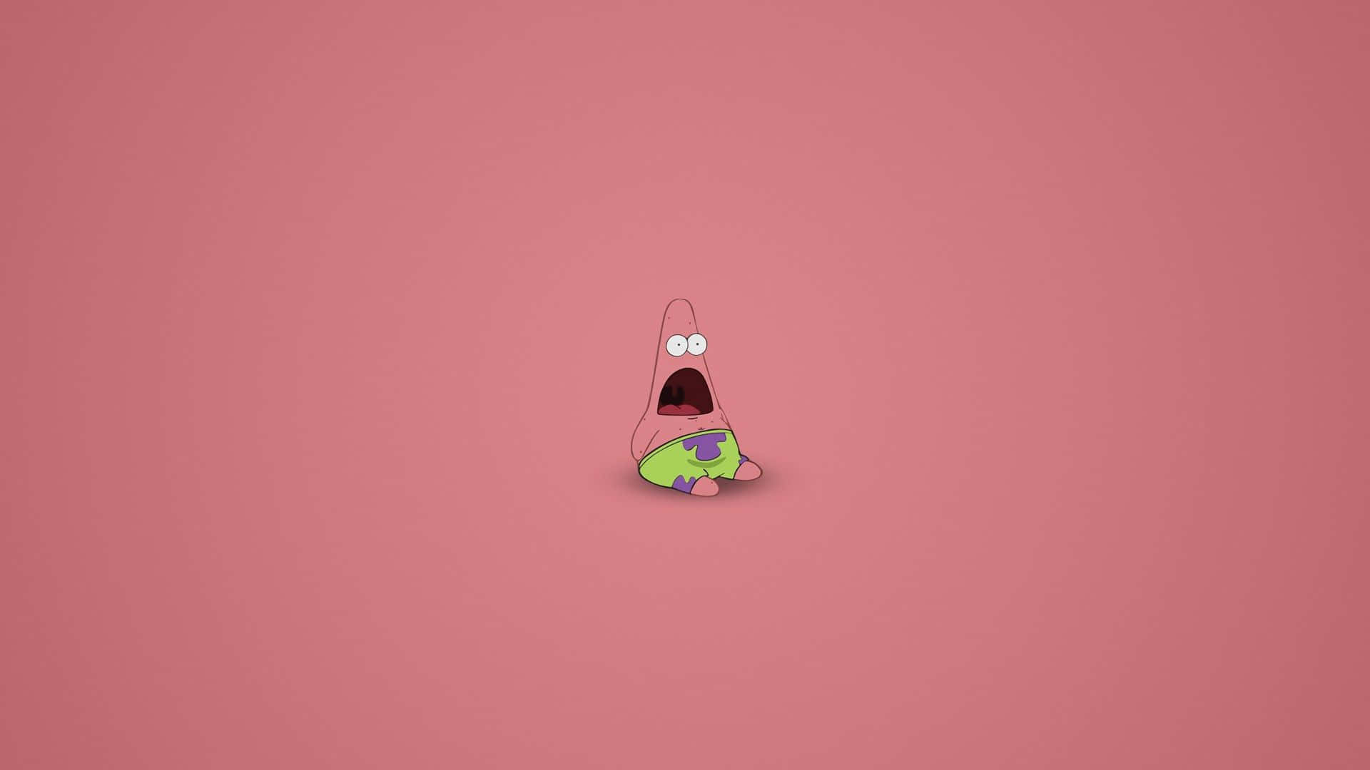 Patrick Aesthetic, cartoon starfish, wide eyes, Full HD Desktop Wallpaper