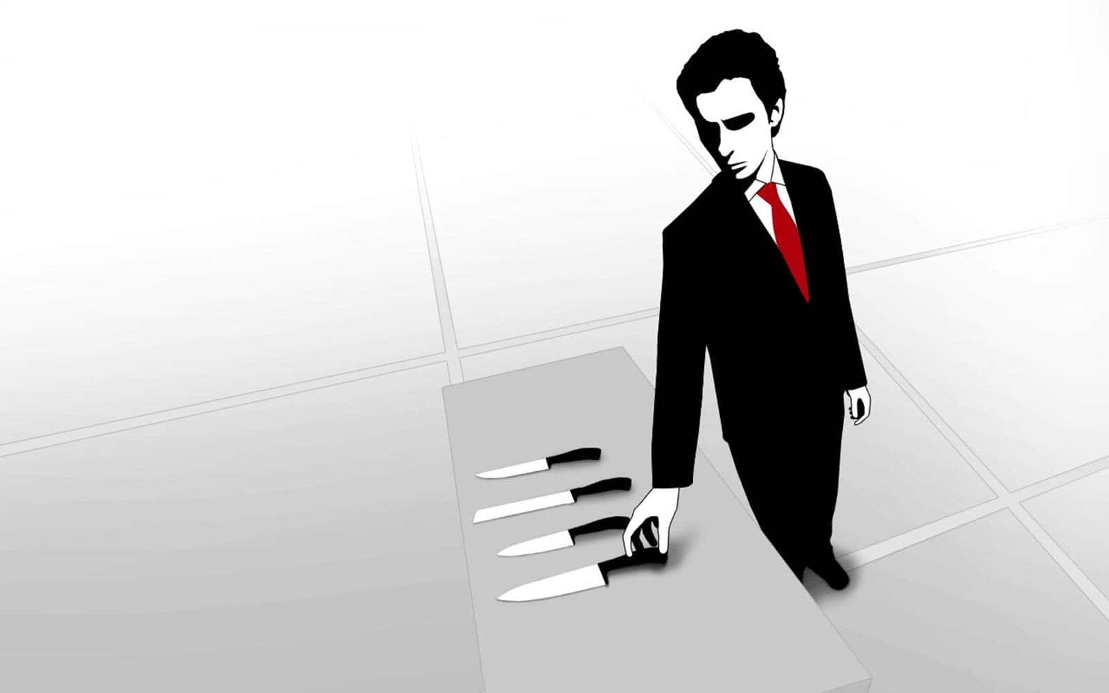 Patrick Bateman, suit, knives, HD Desktop Wallpaper
