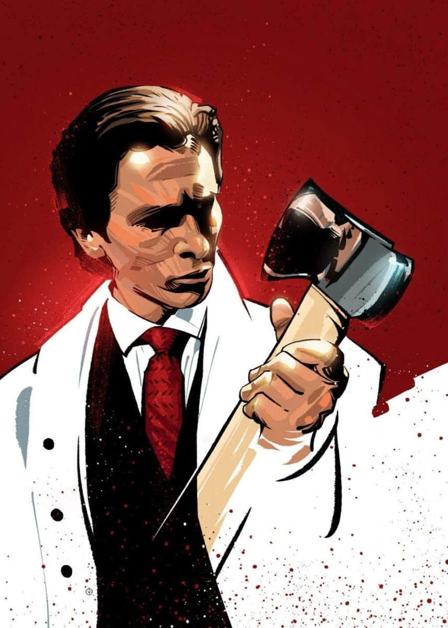 Patrick Bateman, axe, white lab coat, SD Phone Wallpaper