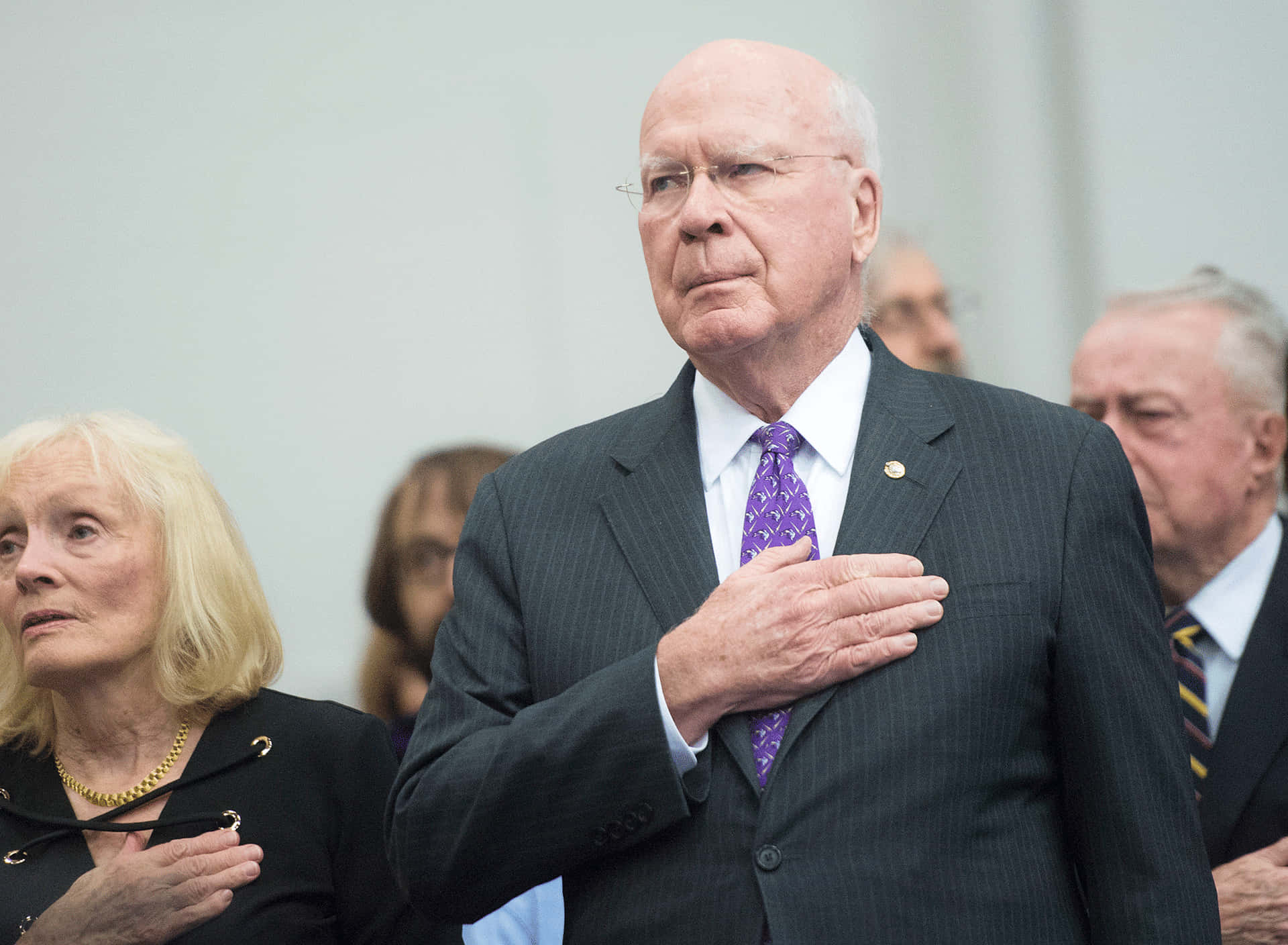 Patrick Leahy, dark suit, purple tie, Full HD Desktop Wallpaper