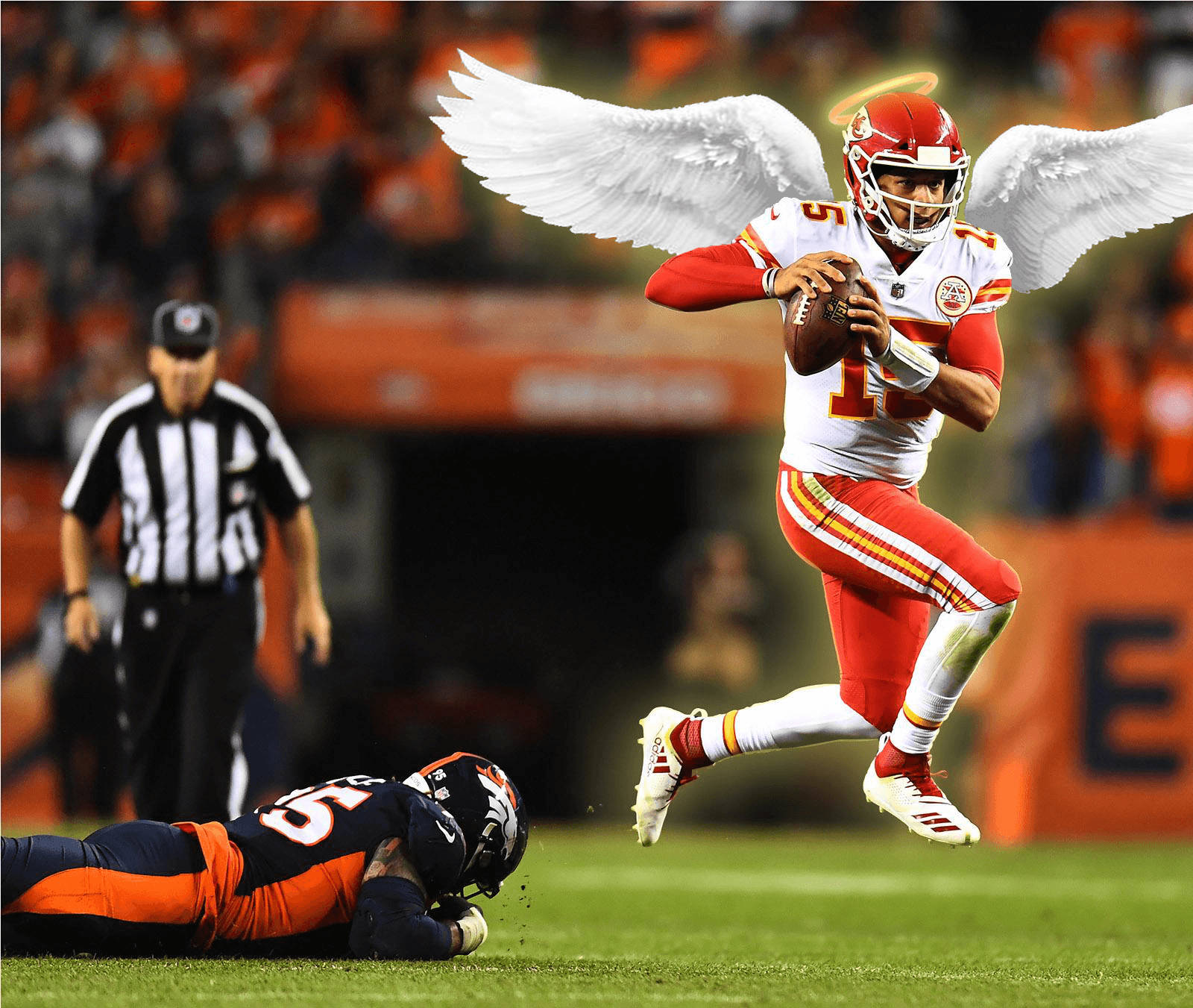 Patrick Mahomes, angel wings, football quarterback, HD Desktop Wallpaper