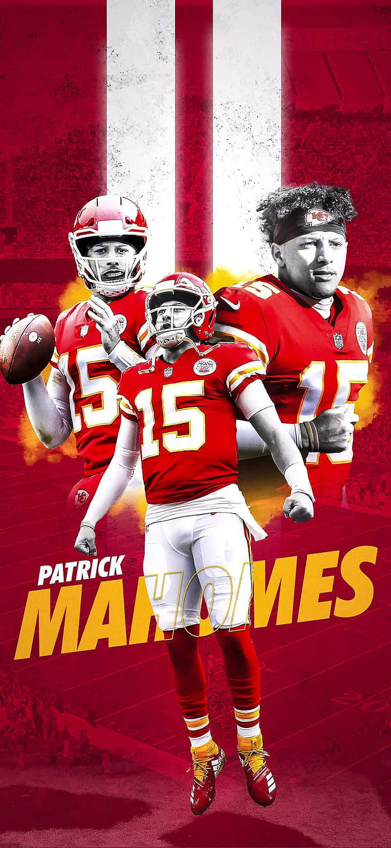 Patrick Mahomes, red Chiefs jersey, fiery red and white background, HD Phone Wallpaper