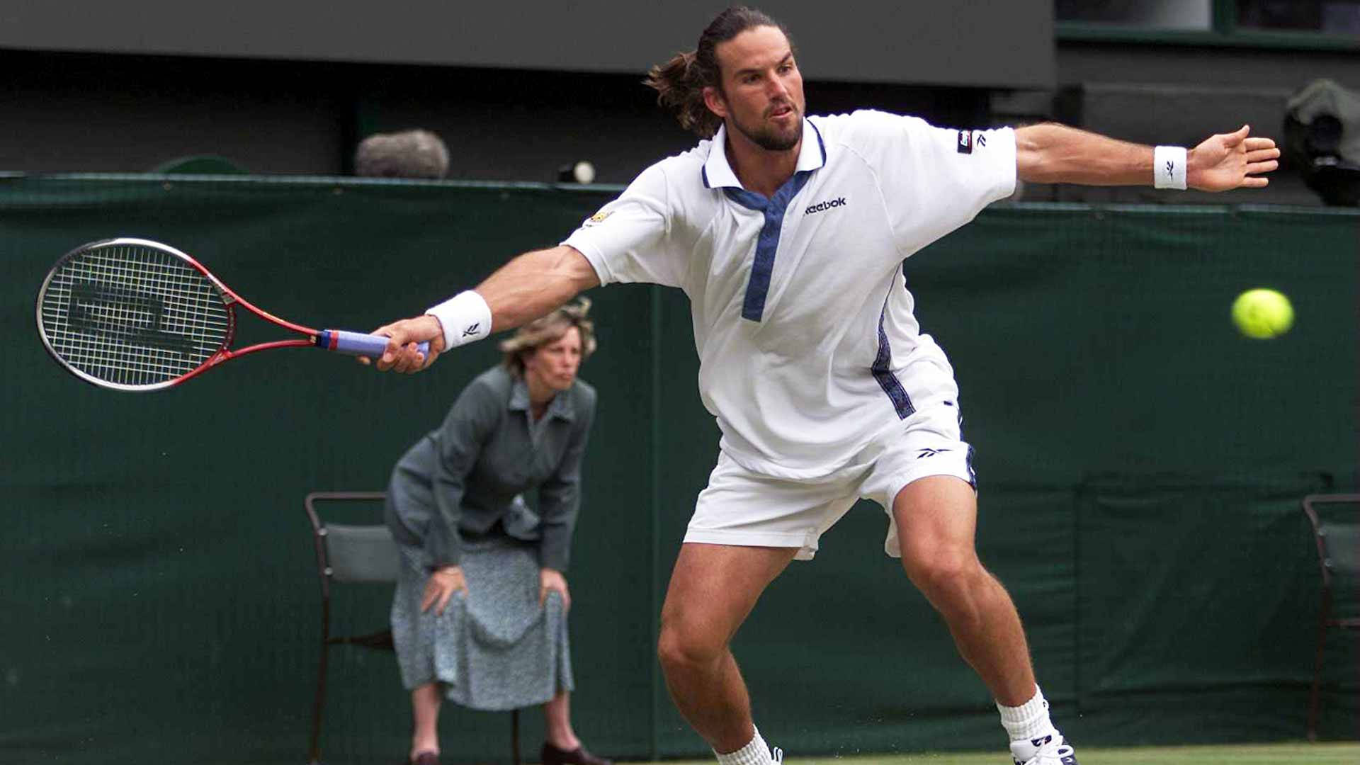 Patrick Rafter, white uniform, yellow ball, Full HD Desktop Wallpaper