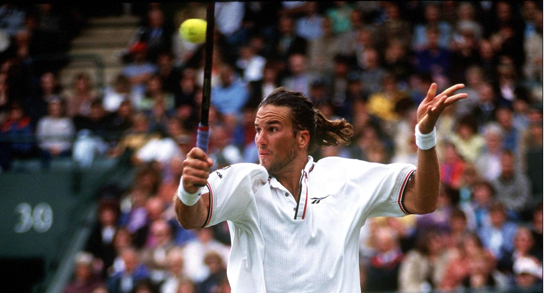Patrick Rafter, backhand shot, yellow ball, HD Desktop Wallpaper
