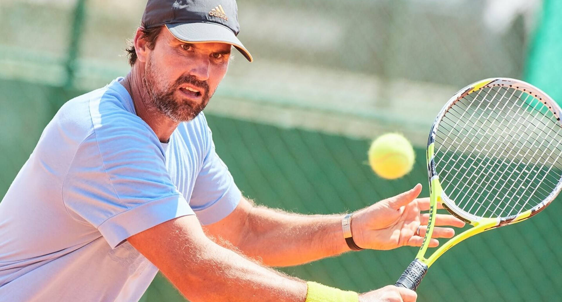 Patrick Rafter, light blue shirt, cap, Full HD Desktop Wallpaper