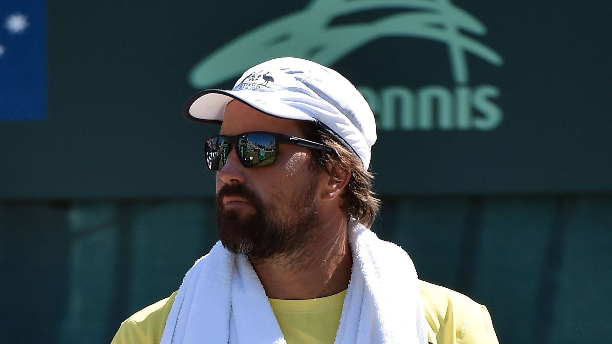 Patrick Rafter, sunglasses, white cap, Full HD Desktop Wallpaper