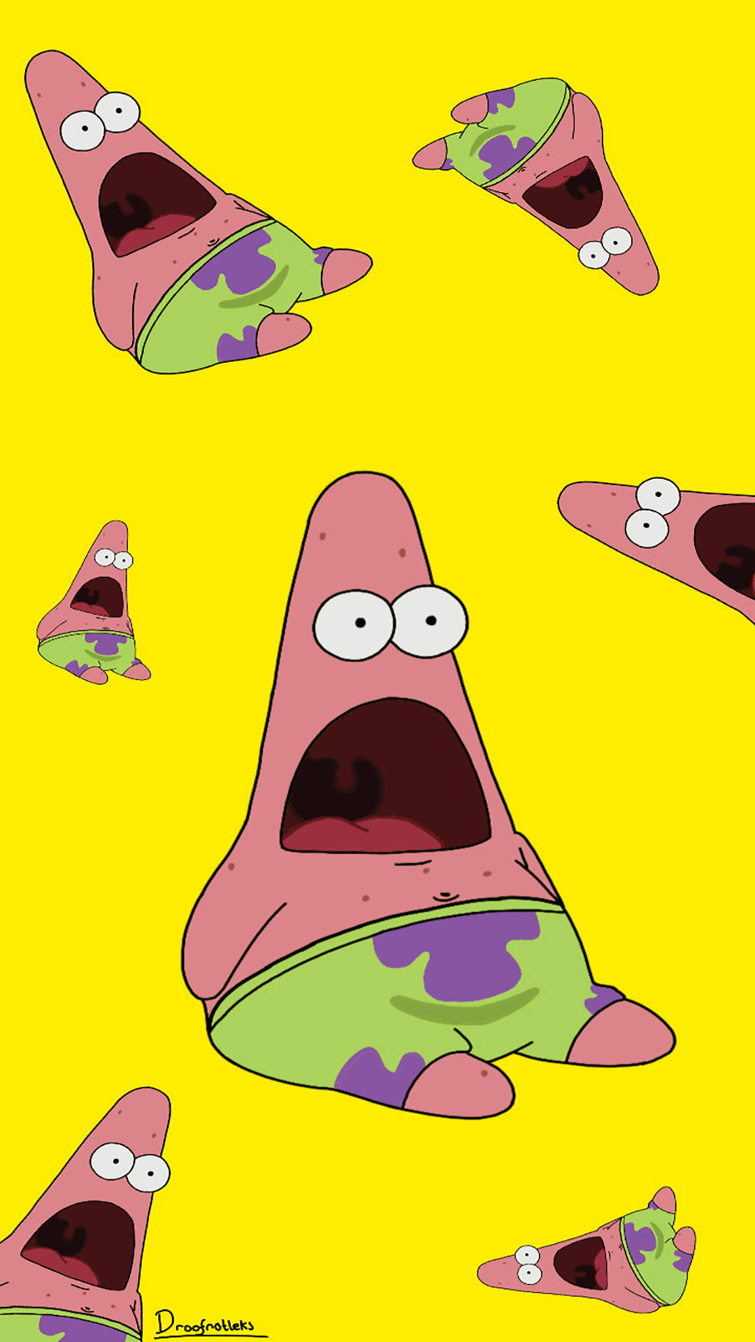 Patrick Star, cartoon starfish, wide eyes, Full HD Phone Wallpaper