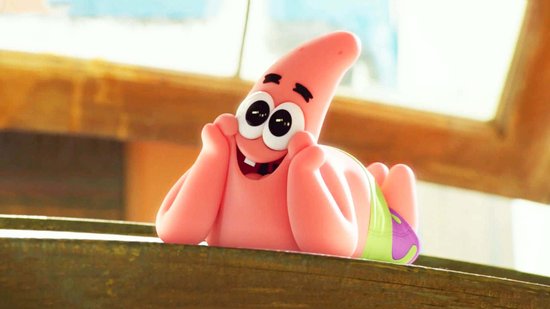 Patrick Star, pink starfish, big eyes, Full HD Desktop Wallpaper