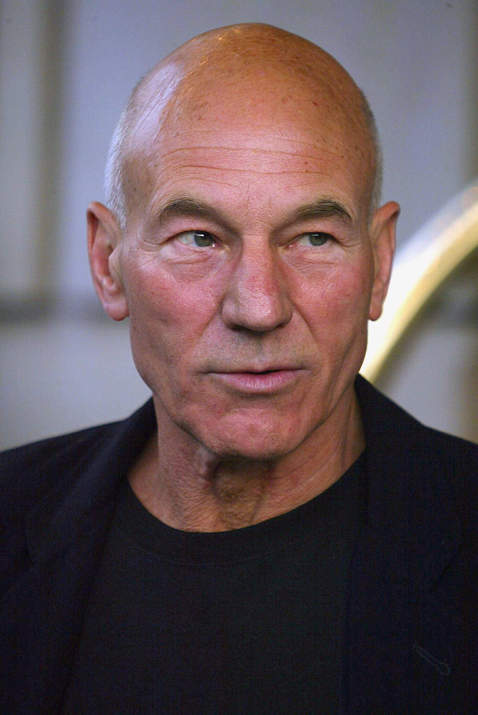Patrick Stewart, bald, deep wrinkles, Full HD Phone Wallpaper