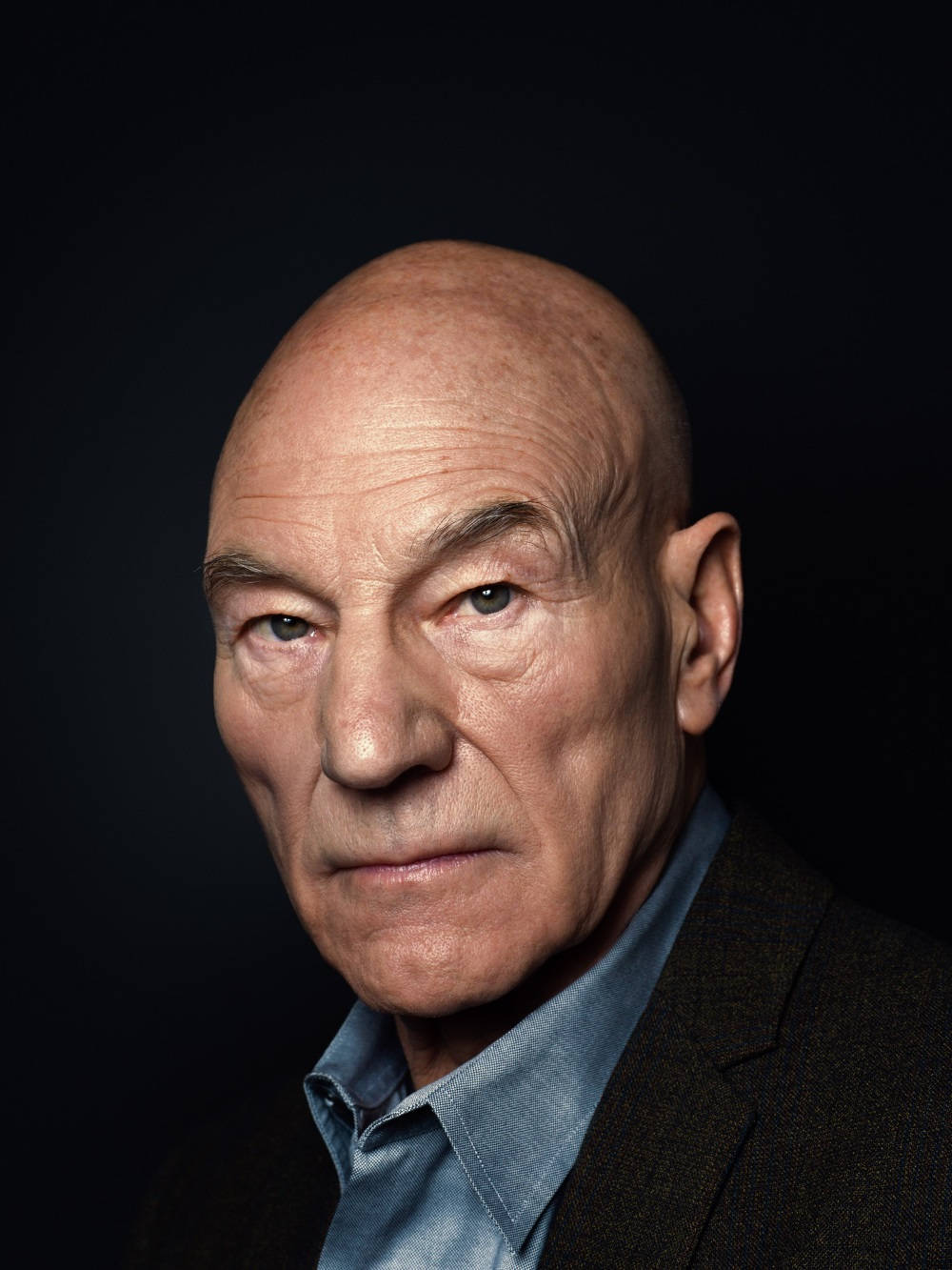 Patrick Stewart, dark background, close-up portrait, HD Phone Wallpaper