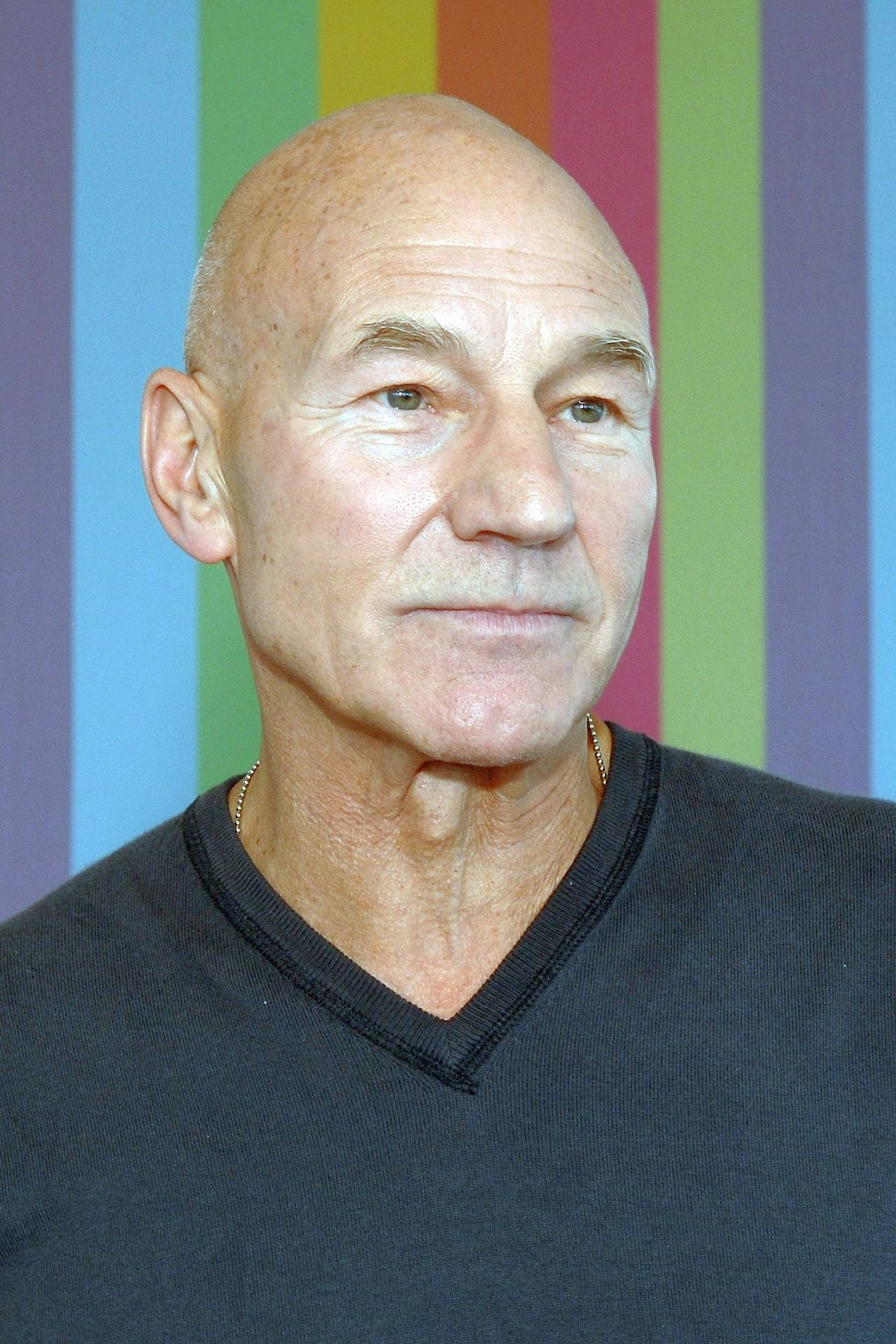 Patrick Stewart, V-Neck Top, bald man, Full HD Phone Wallpaper