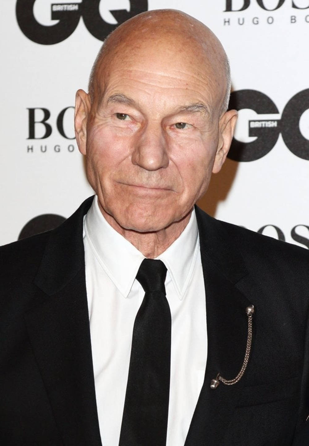 Patrick Stewart, black suit, tie, HD Phone Wallpaper